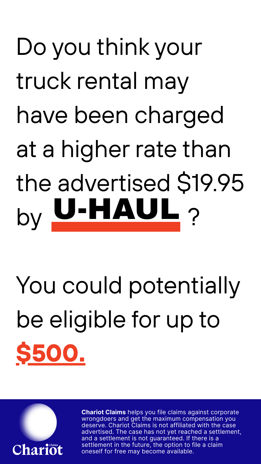 Get Chariot Claims Facebook ad from Mar 10, 2026
