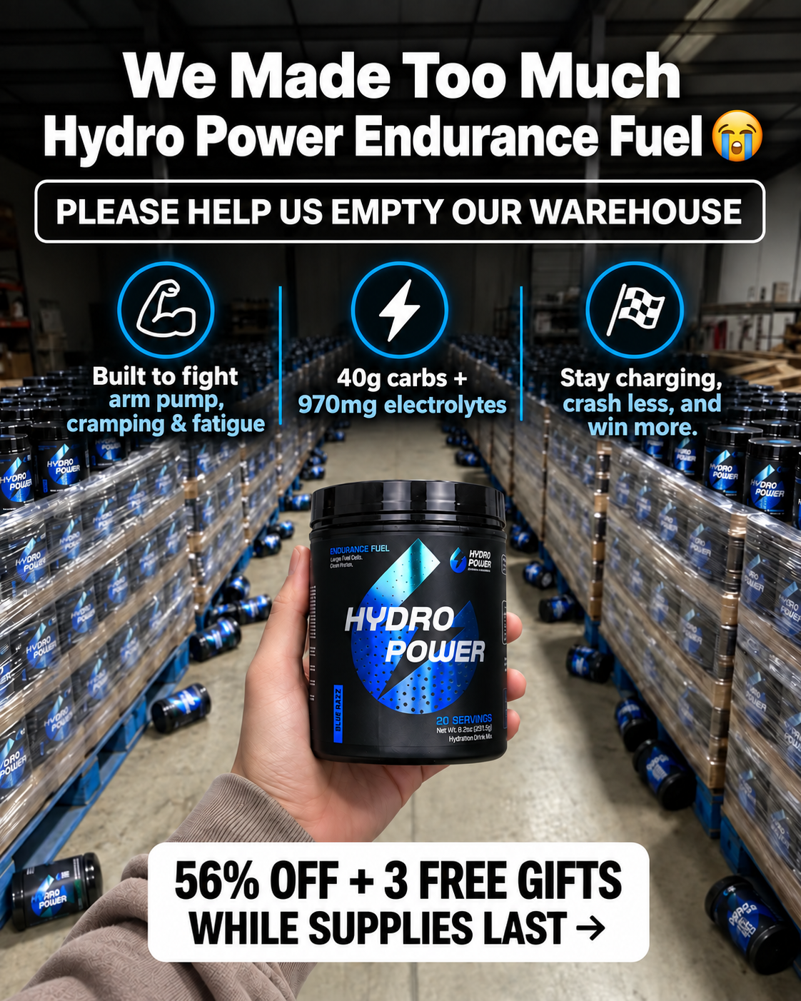 Hydro Power Facebook ad: GET 56% OFF + 3 FREE GIFTS