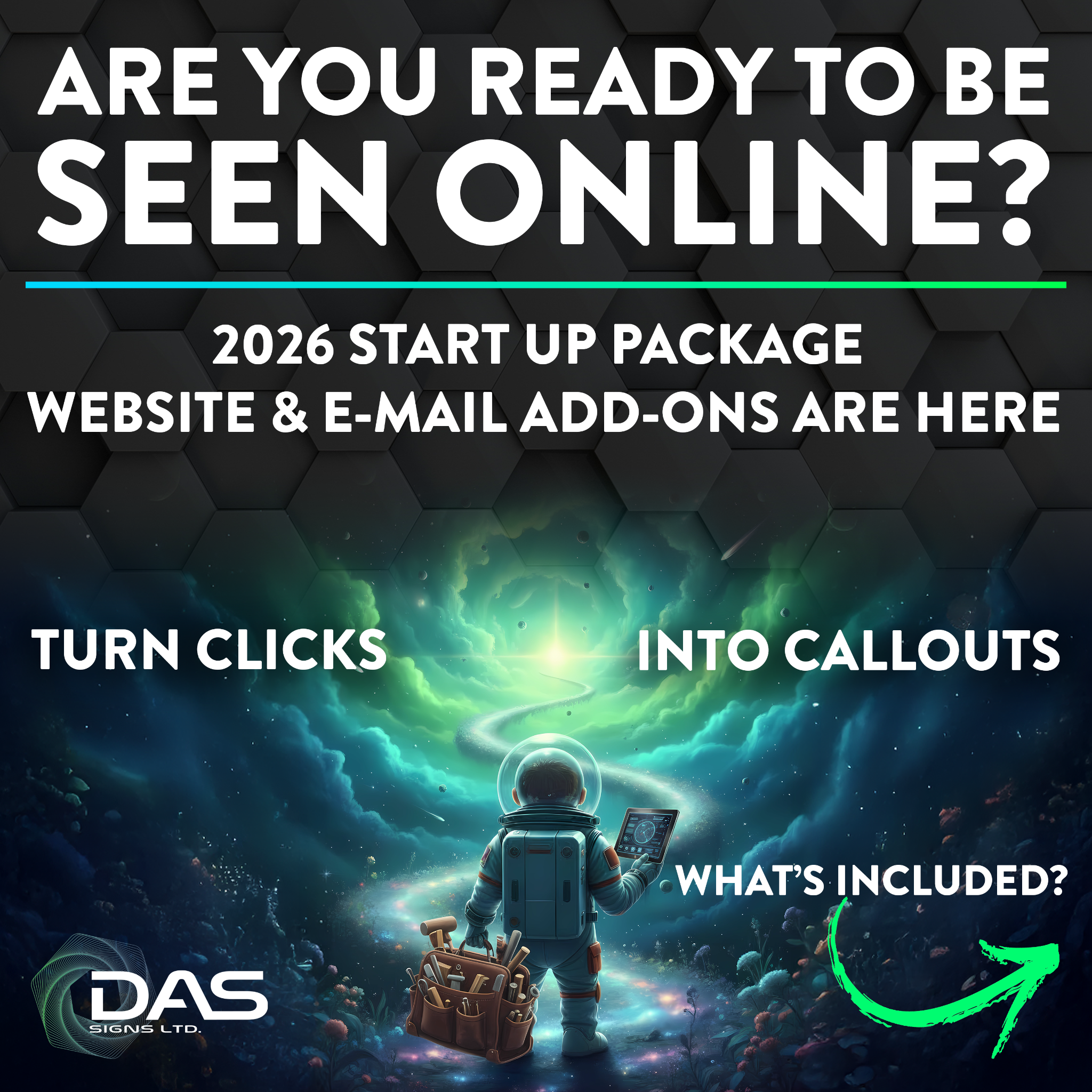 DAS Signs Ltd Facebook ad: Our Website Add-On 2026 Start-Up Package is here…