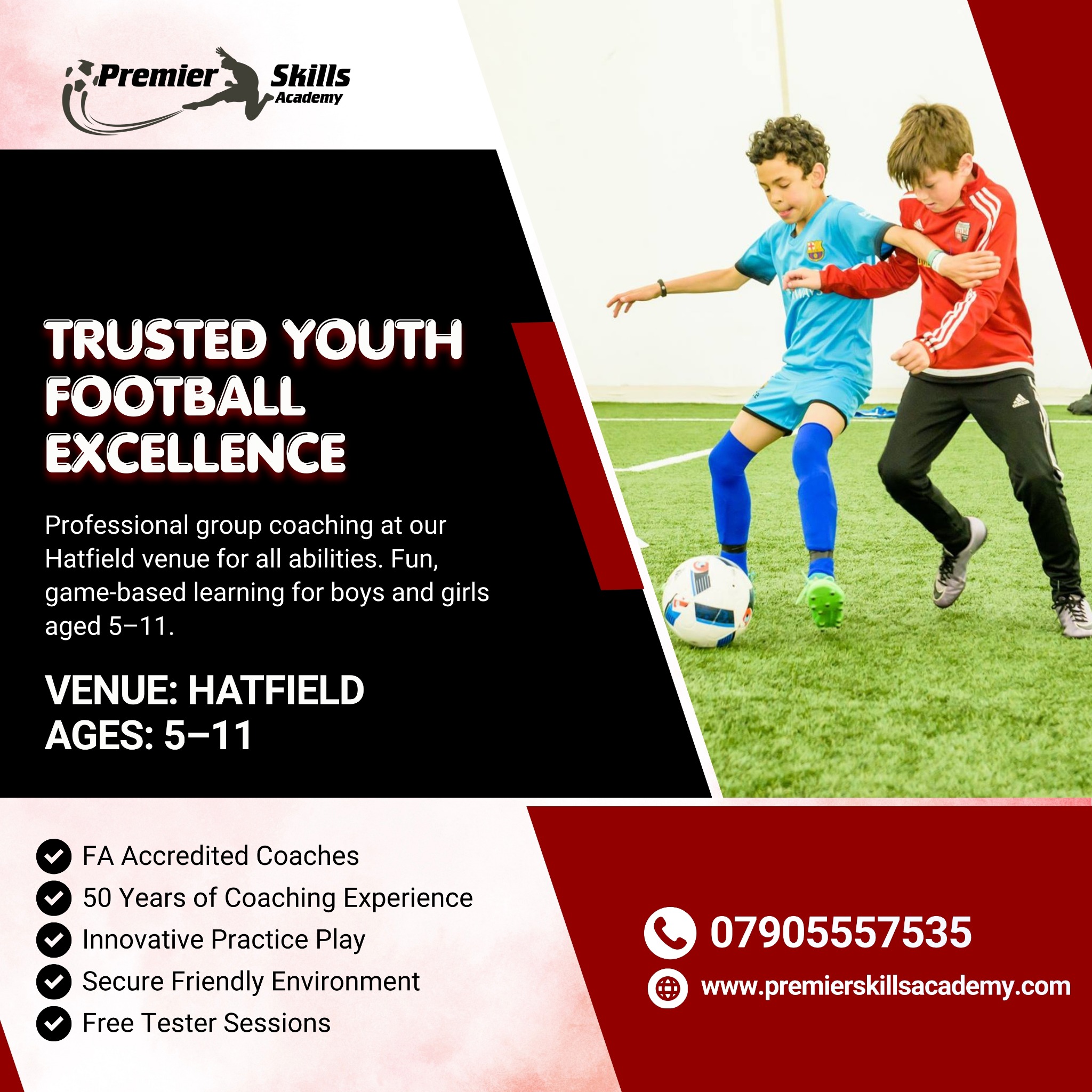Premier Skills Academy Facebook ad: Specialised Group Football Training