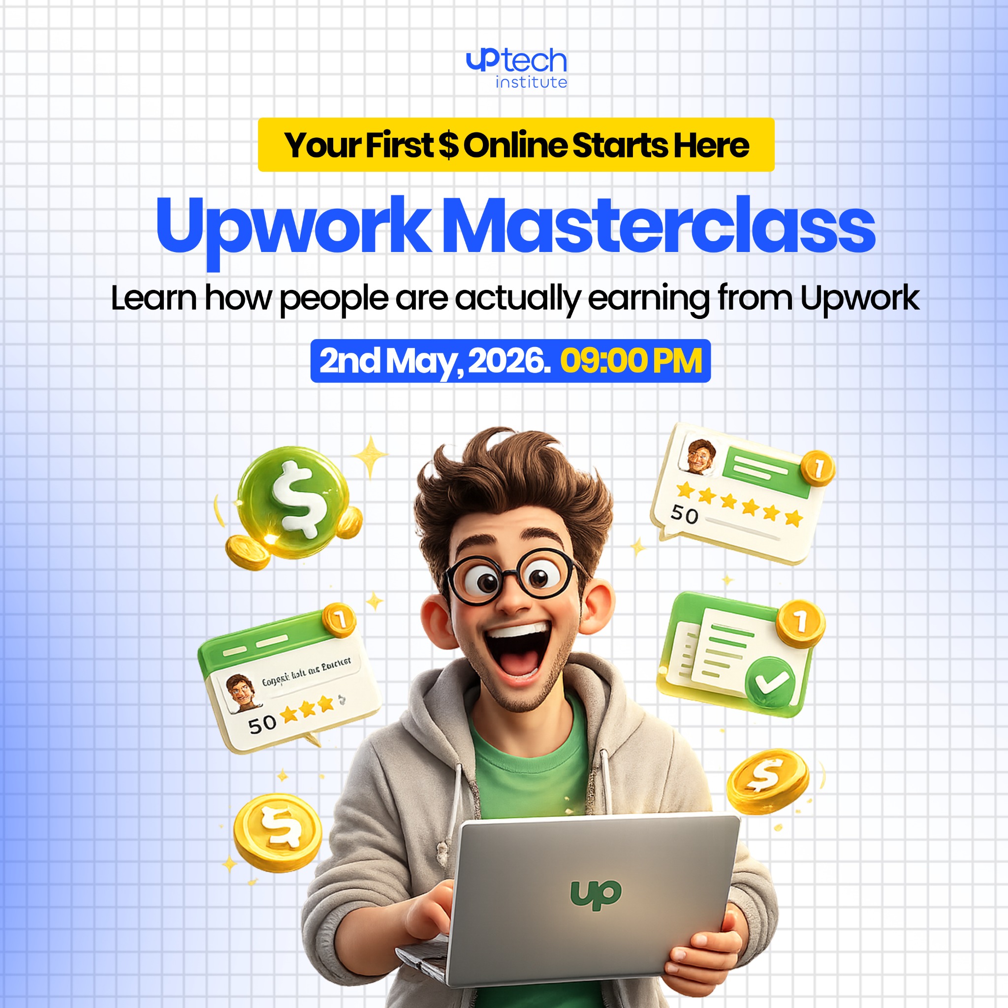 Uptech Institute Facebook ad: Start Earning from Upwork