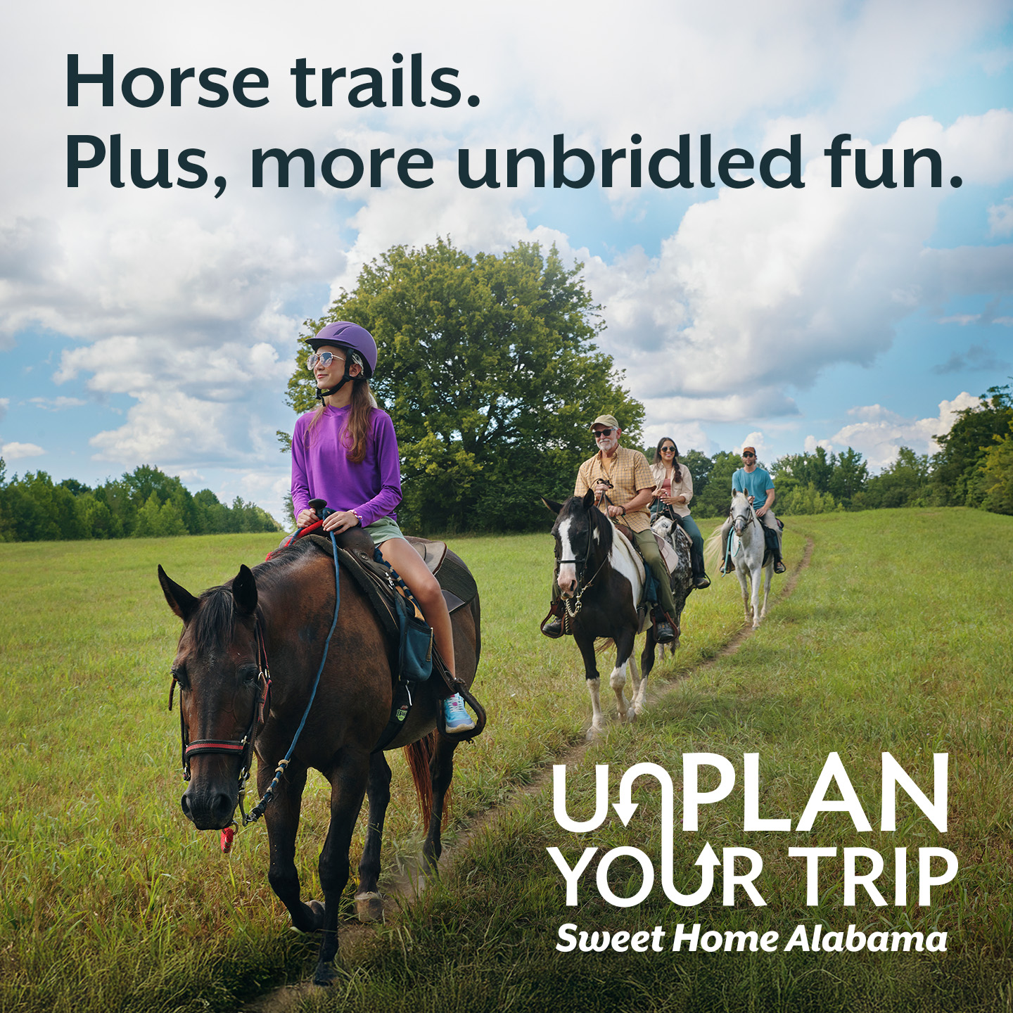 Sweet Home Alabama Facebook ad: Go unplanned. Return inspired.​