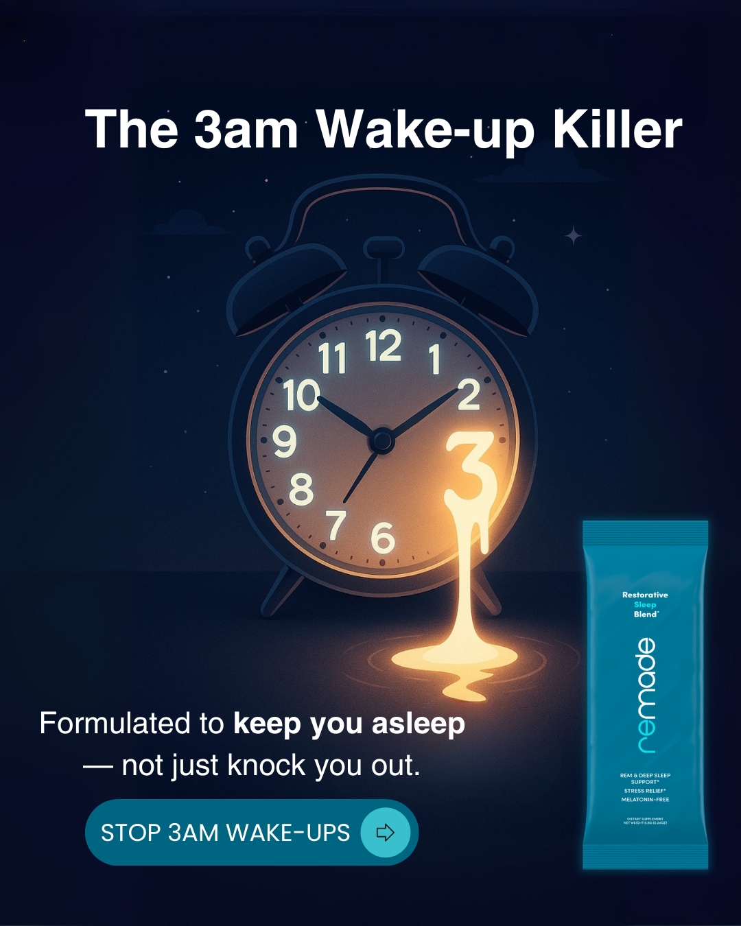 Remade Restorative Sleep Supplement Facebook ad