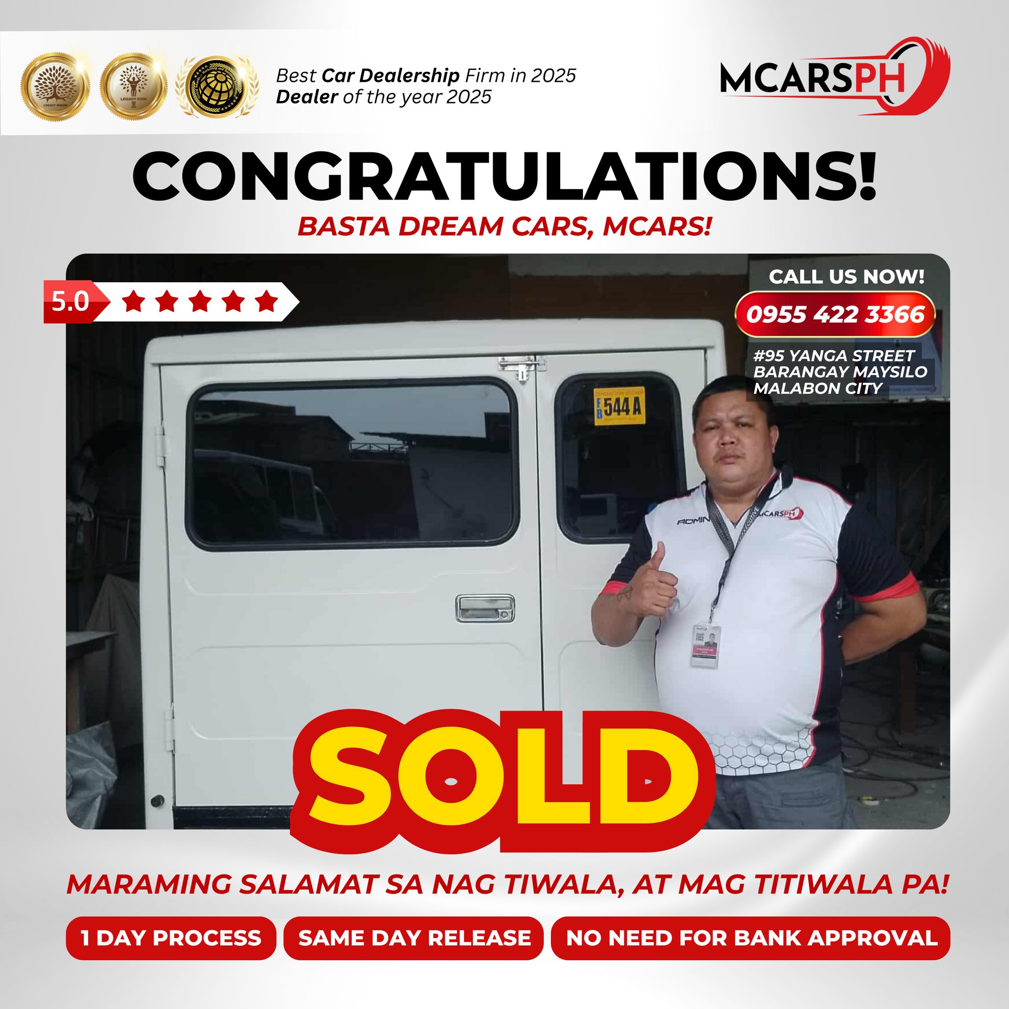 Mcars PH Dealership Facebook ad: PROOF OF TRANSACTION, SOLD UNITS THIS AUGUST