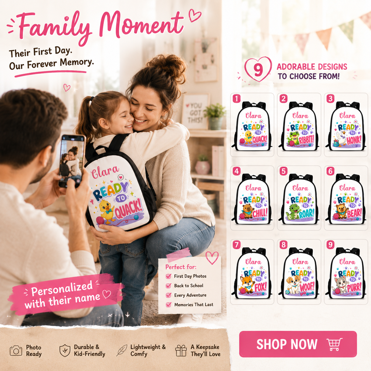 RivalHaus Facebook ad: Personalized Kids Backpacks
