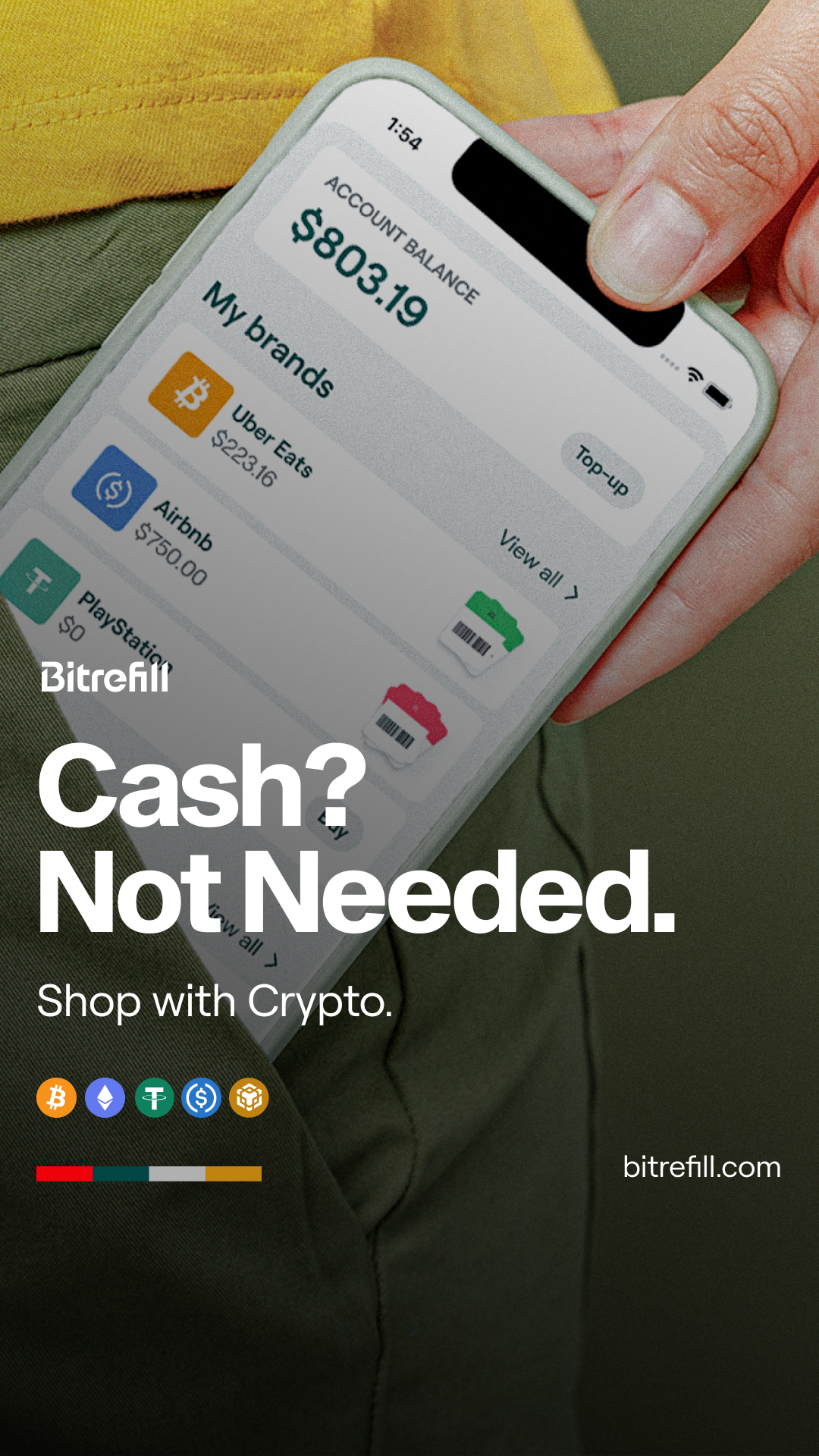 Bitrefill Facebook ad