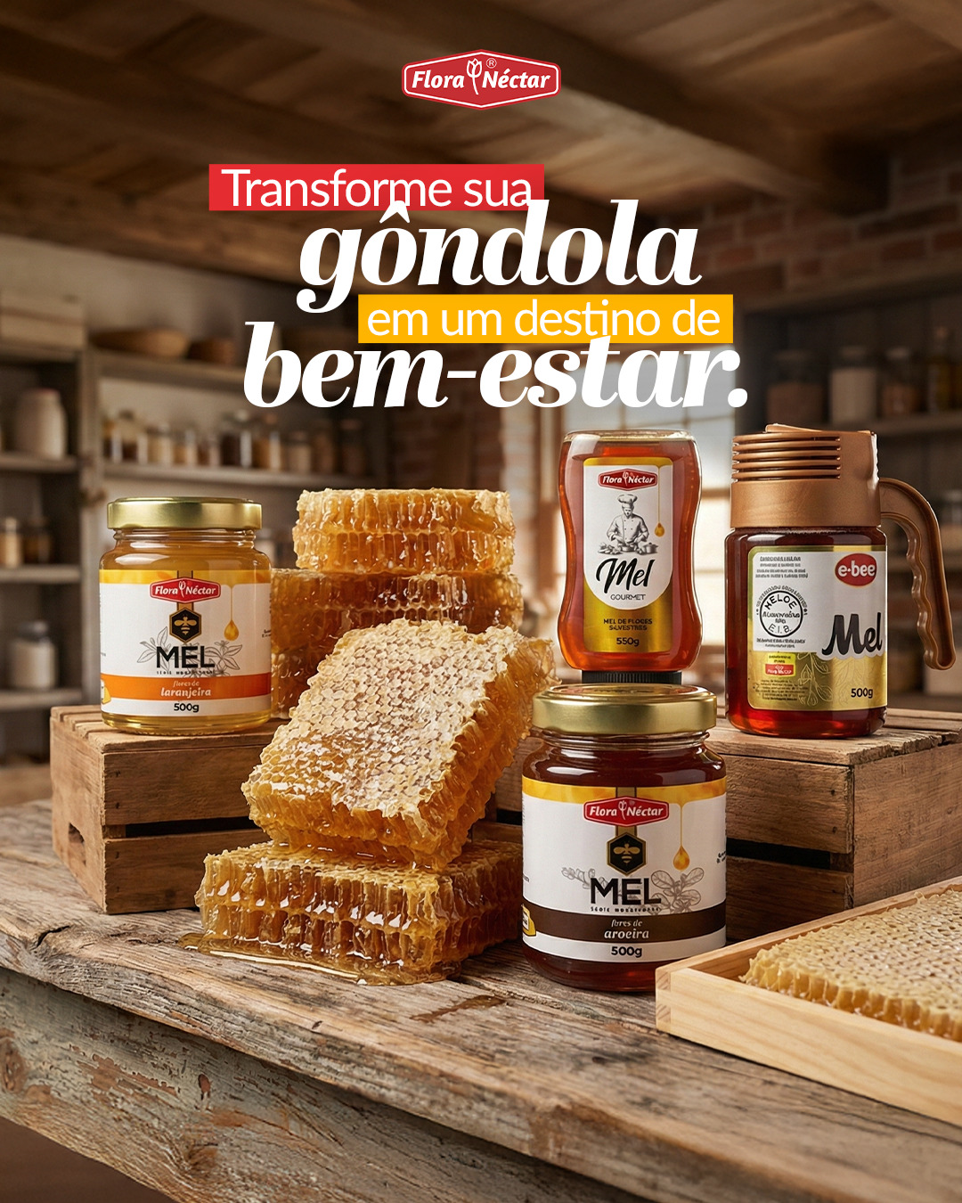 Flora Nectar Facebook ad: Você não está apenas colocando potes de mel…