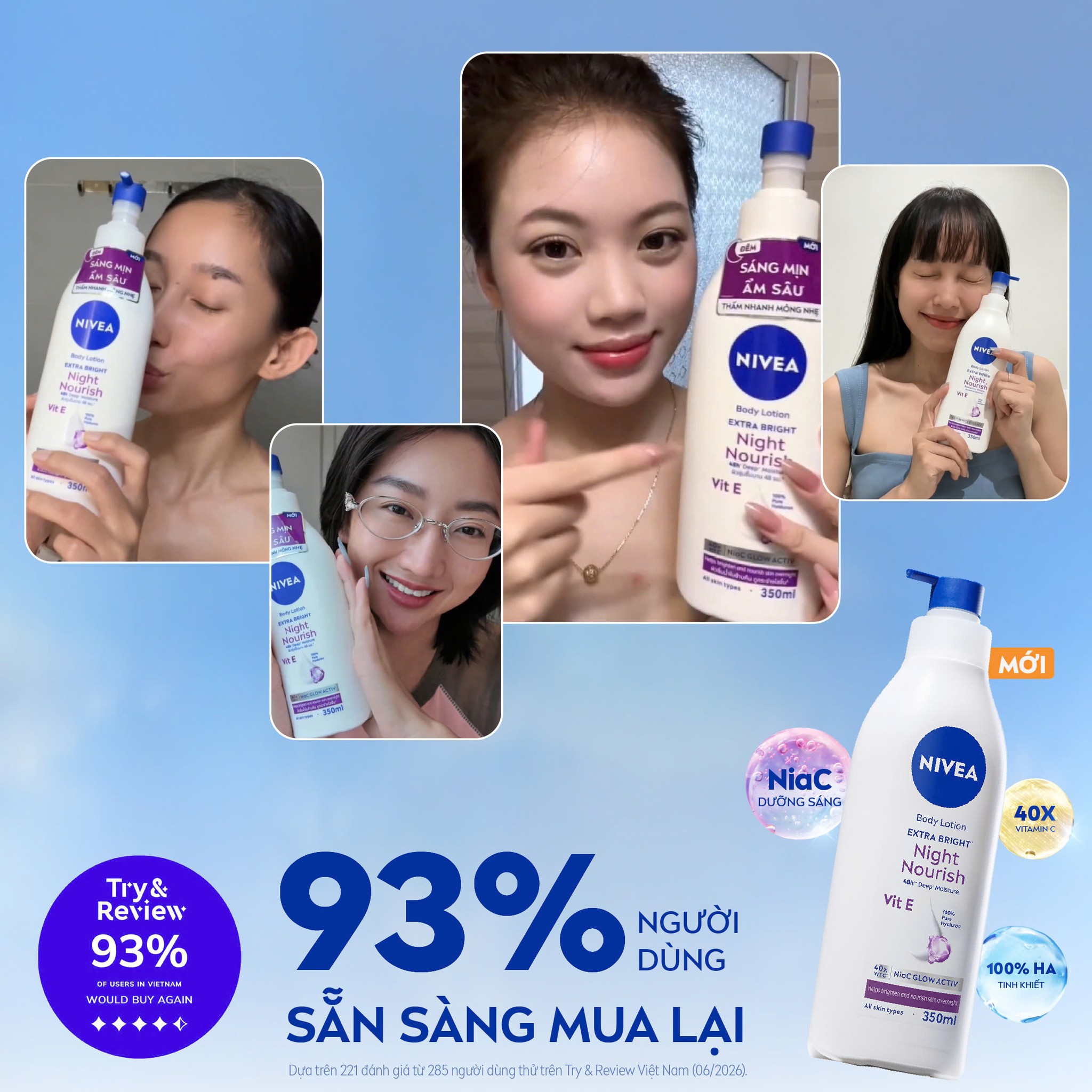 NIVEA Facebook ad: CẢI TIẾN MỚI DƯỠNG SÁNG HƠN - 93%…