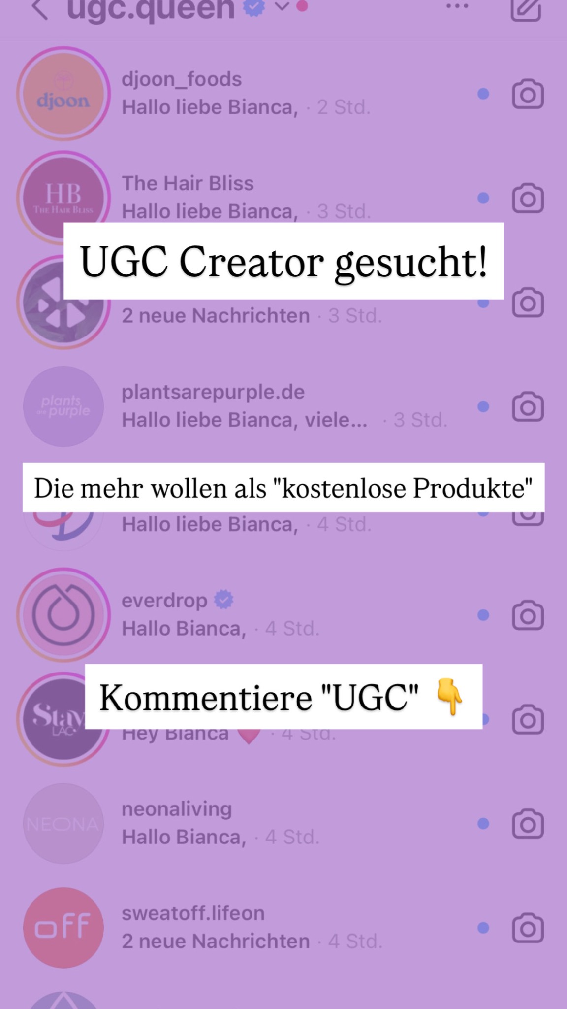 UGC Society Facebook ad: Kommentiere UGC und ich zeige dir, wie du…