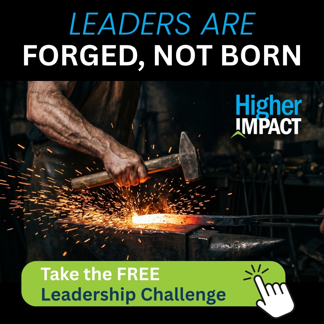 Higher Impact - Business Coaching Facebook ad: Leaders are forged, not born
