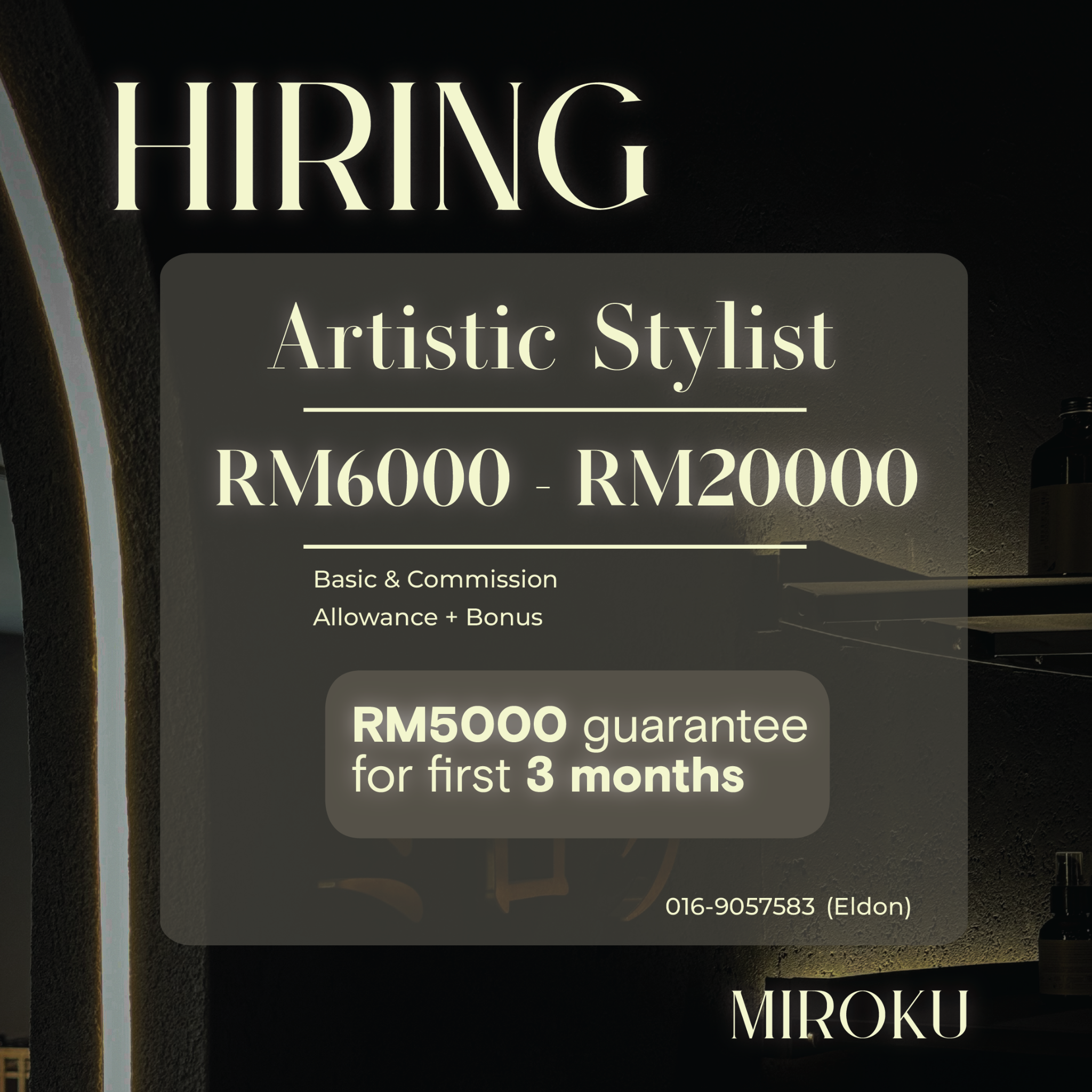 Miroku Hair Salon Facebook ad: MIROKU 招聘广告