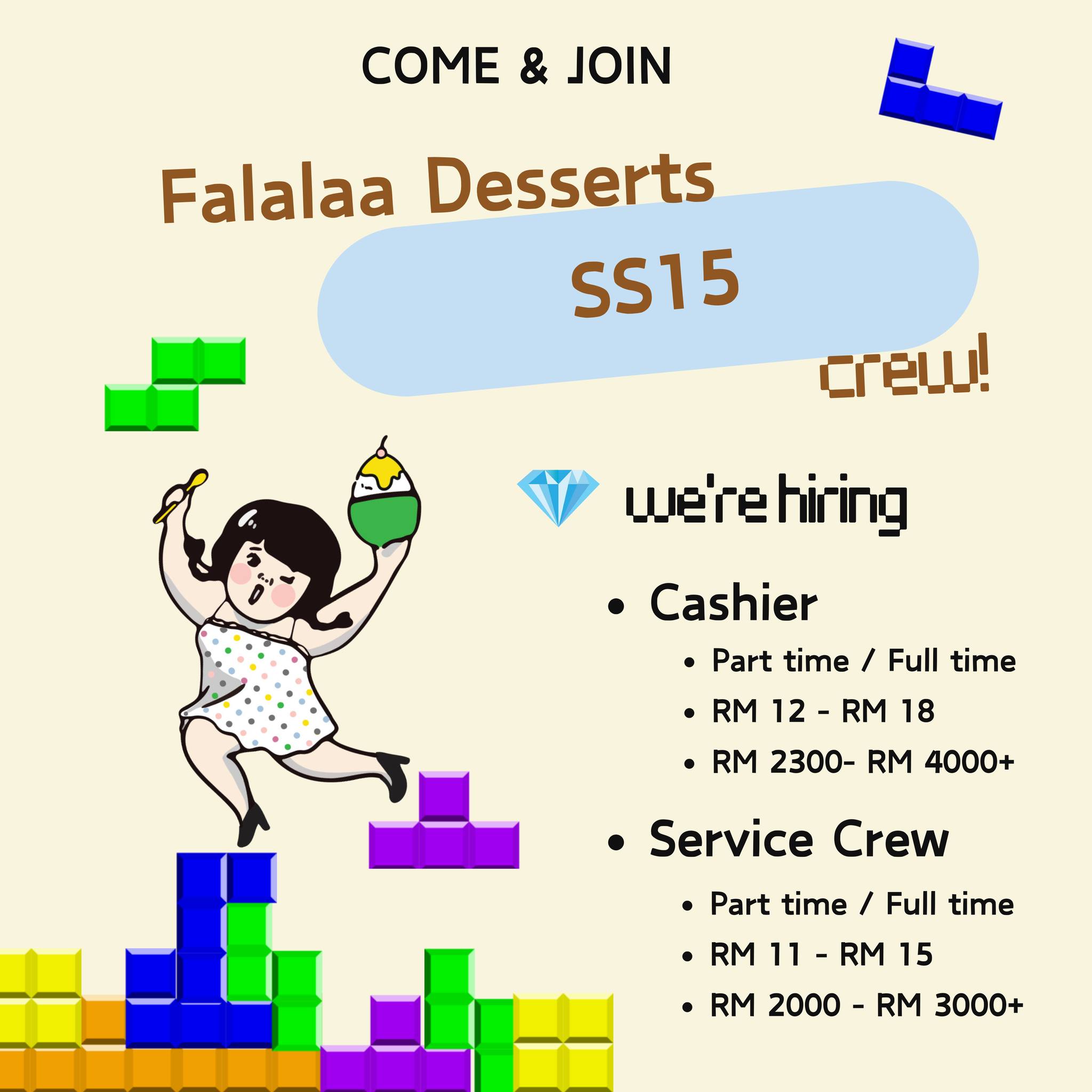 Falalaa Desserts Facebook ad: Join Our Team at Falalaa Desserts @ Kuchai Lama!