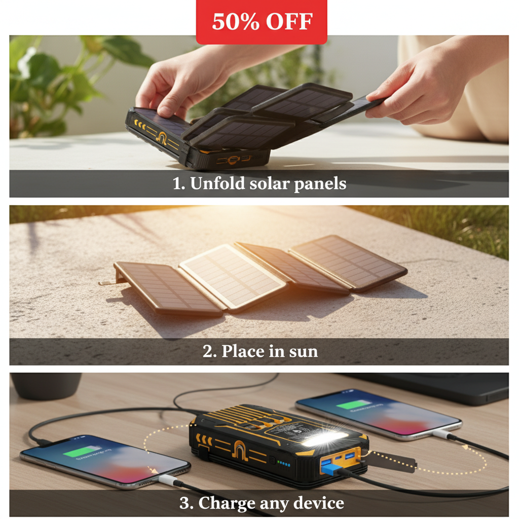 Kikishop Facebook ad: Solar Foldable Power Bank