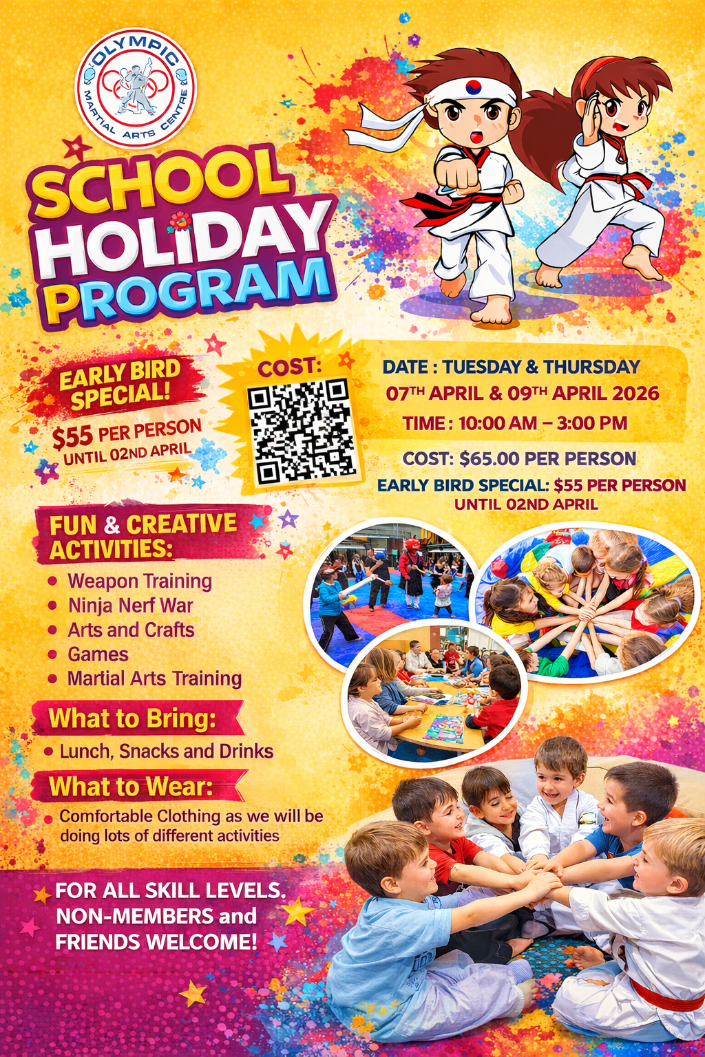 Olympic Martial Arts Centre Facebook ad: Kid's School April Holiday Program at OMAC Campbellfield