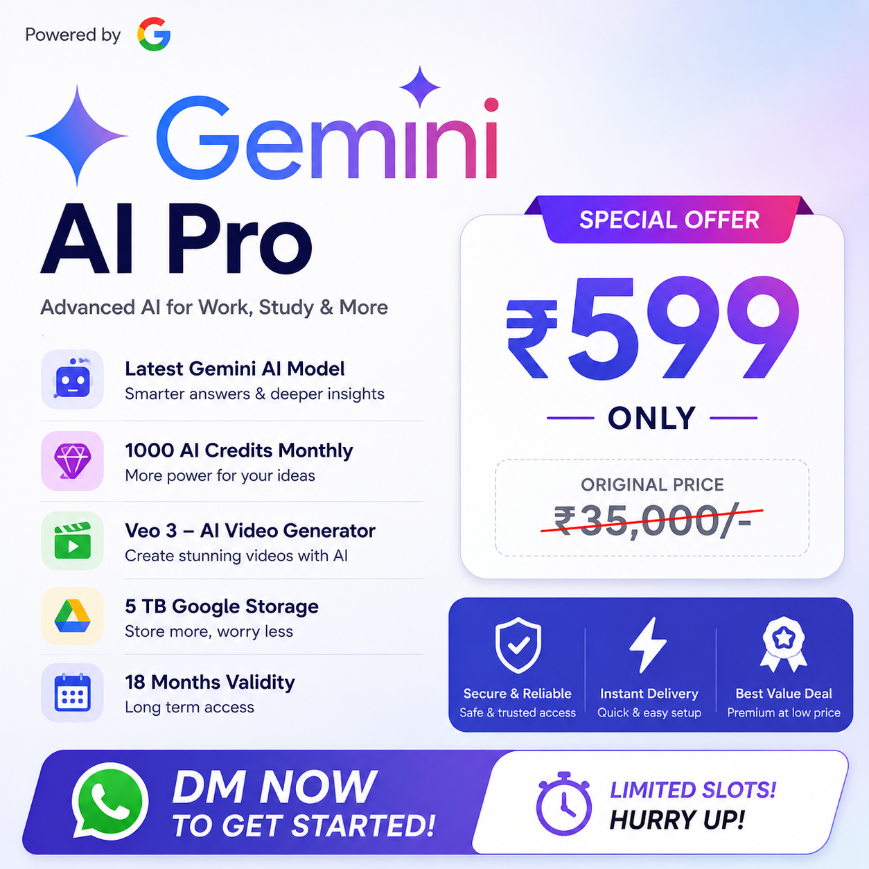 Purba Digihub Facebook ad: Gemini AI Pro • 18 Months Access