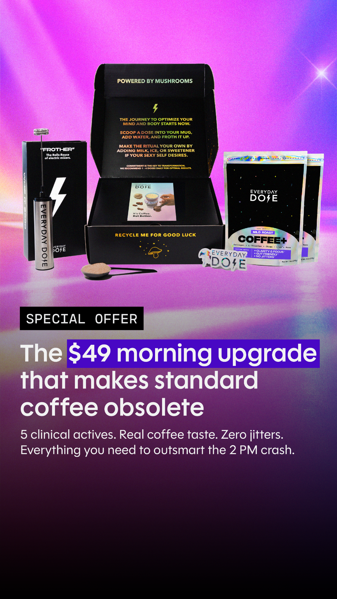 Everyday Dose Facebook ad: Pour Yourself Coffee That Does More