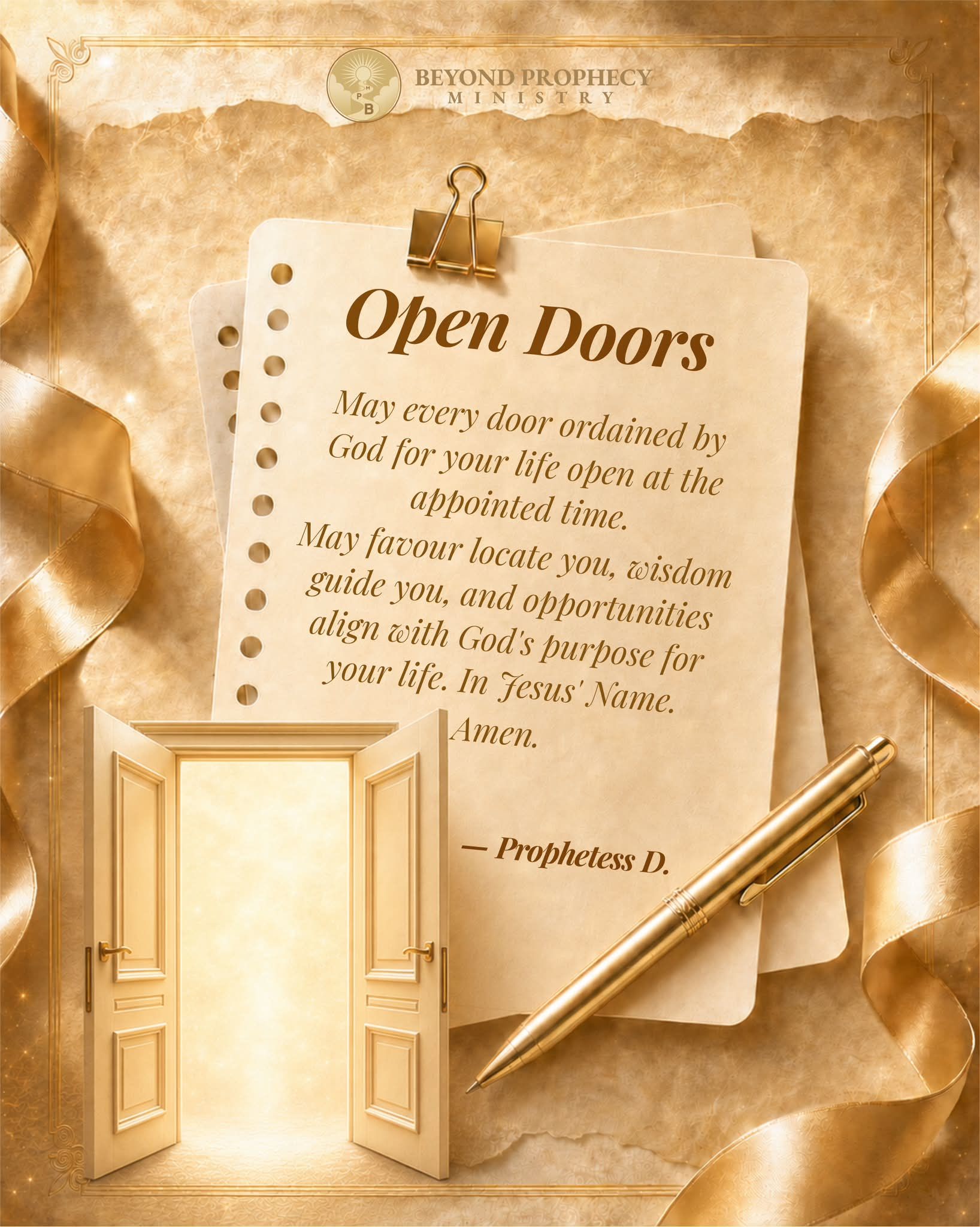Beyond Prophecy Ministry Facebook ad: ***OPEN DOOR
