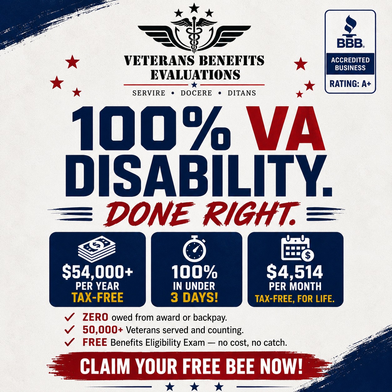 Veterans Benefits Evaluations Facebook ad