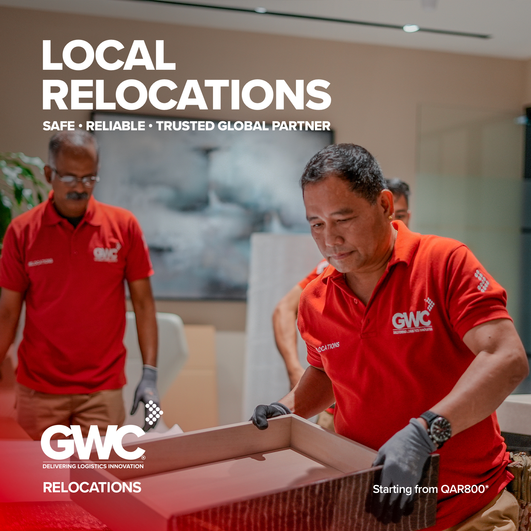 GWC Facebook ad: Stress-Free Moving Services Across Qatar
