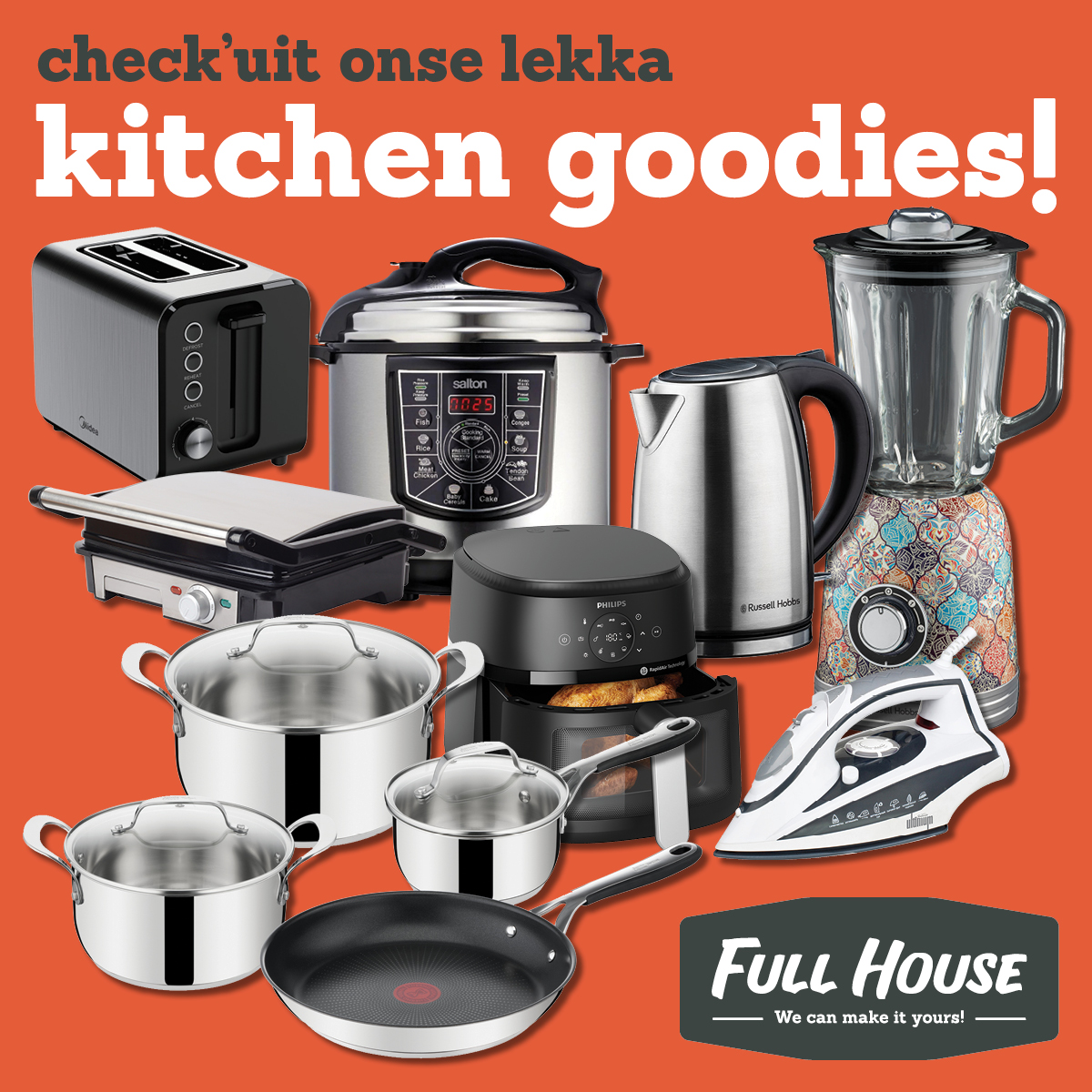 Full House Furniture Facebook ad: Check ons BAKGAT kitchen deals!