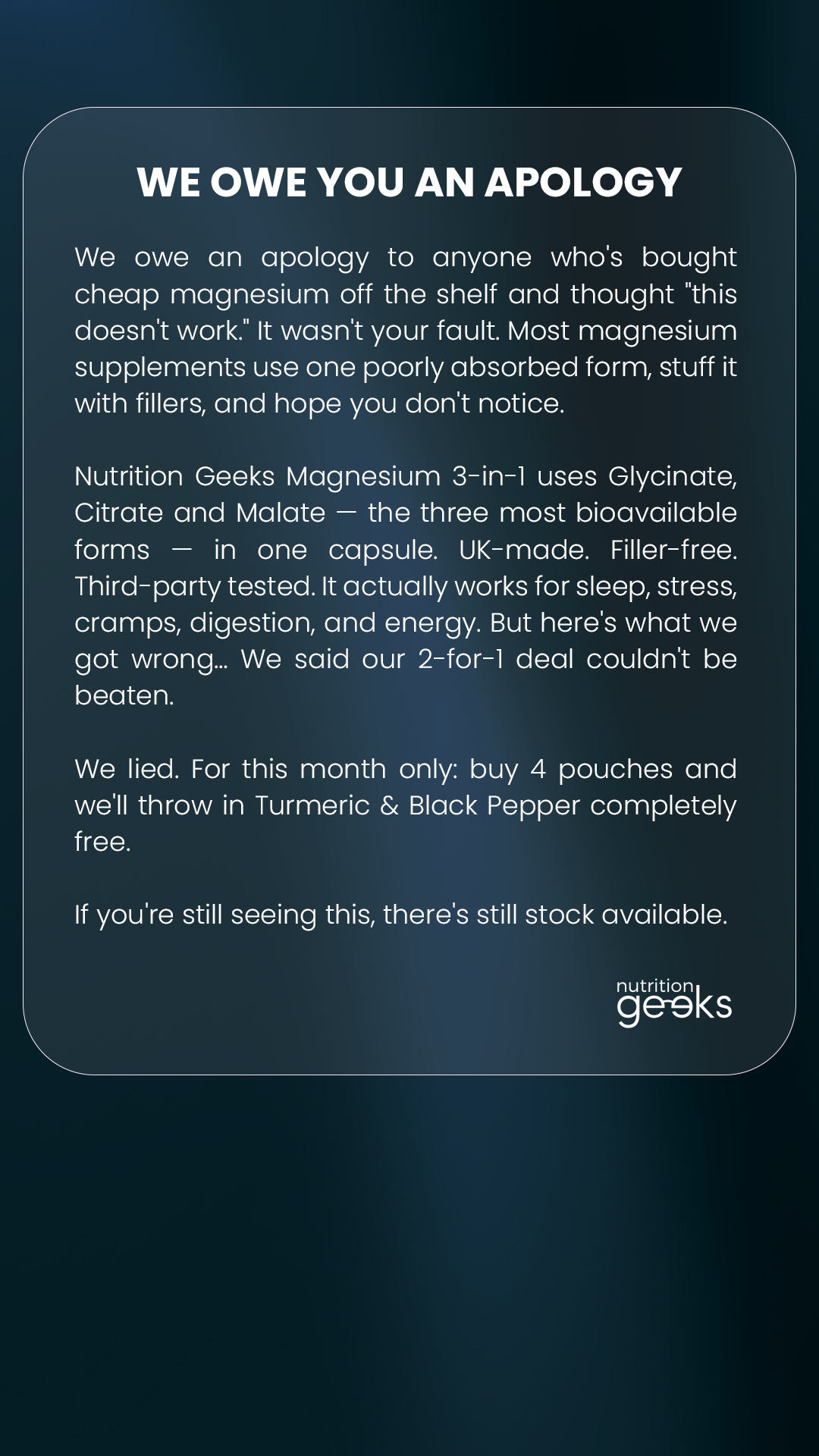 Nutrition Geeks Facebook ad