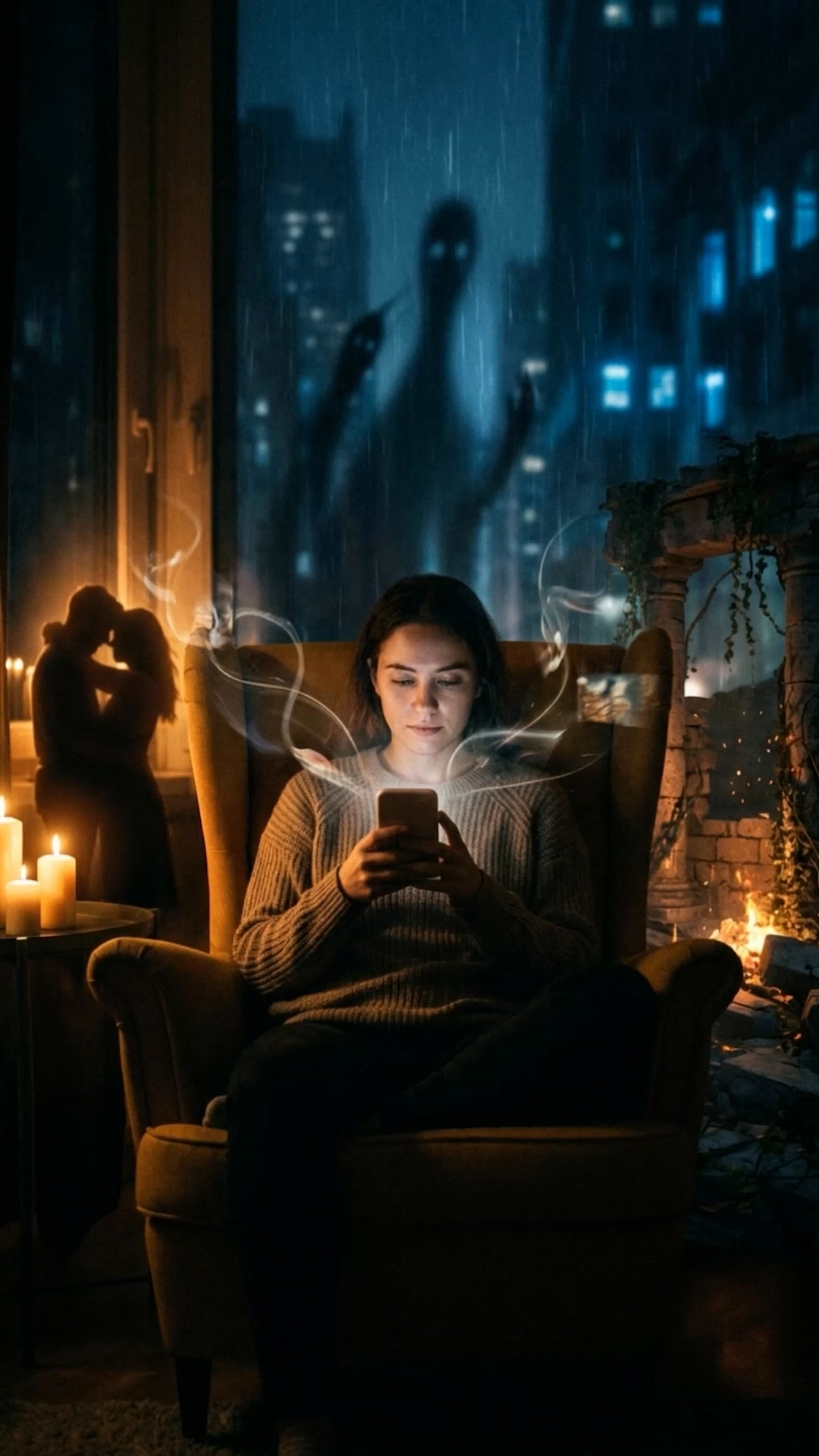 Moxi Story Facebook ad: Interactive fiction where you shape the story, talk…