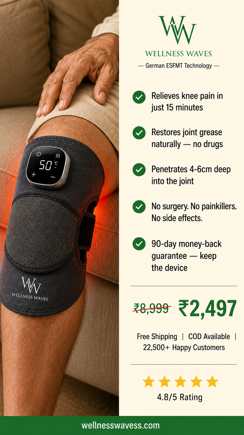 Wellnss Waves Facebook ad: Knees That Carry Your Dreams Forward