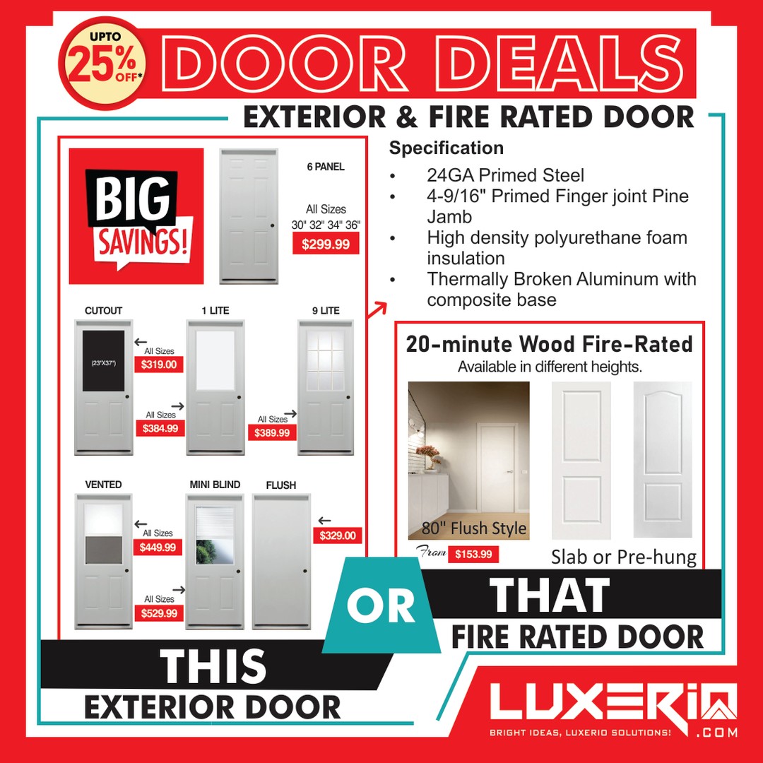 luxerio.corp Facebook ad: Door Deals! UP TO 25% OFF!