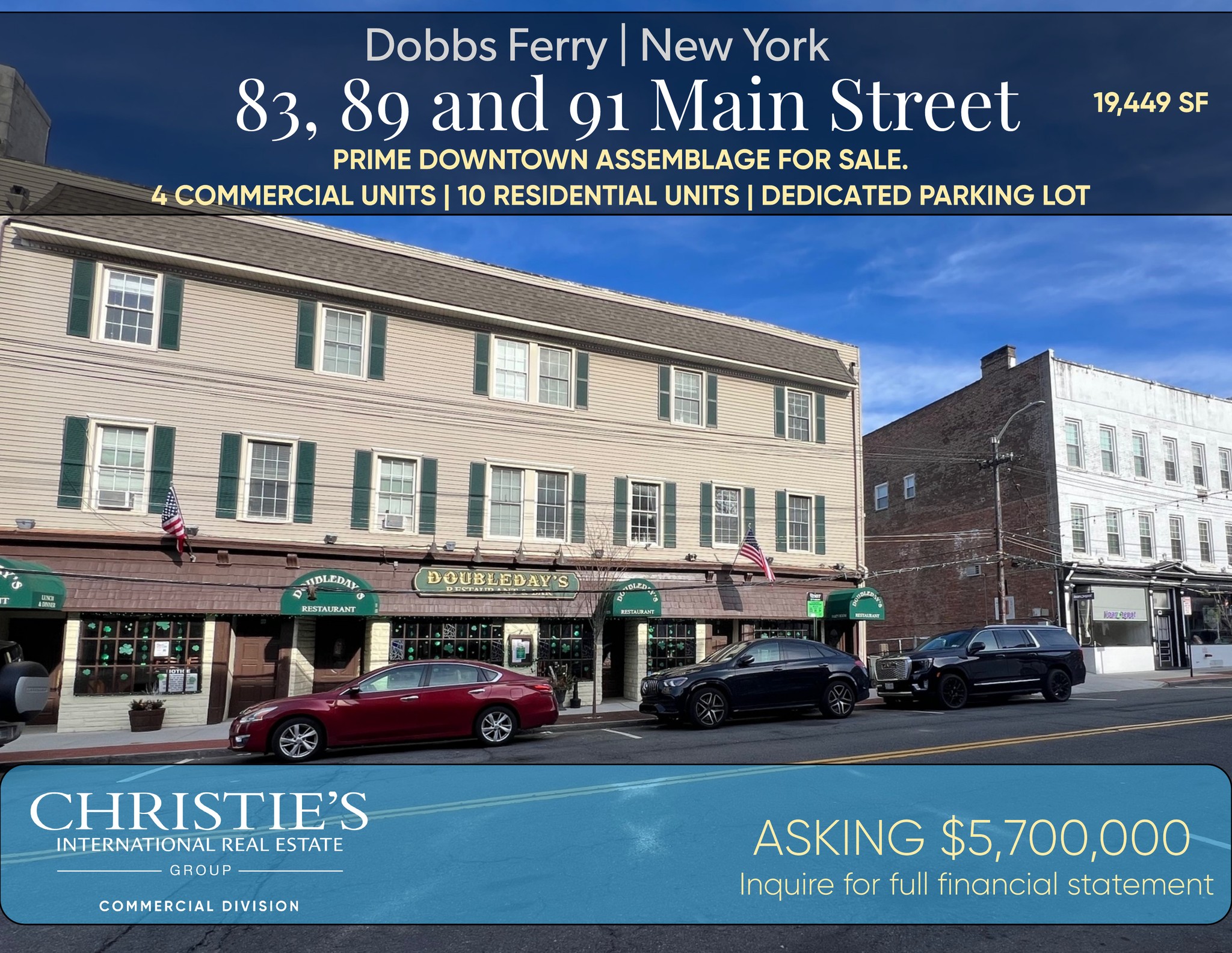 Christie's International Commercial Division Facebook ad: For Sale, Prime Mixed-Use Portfolio in Dobbs Ferry!