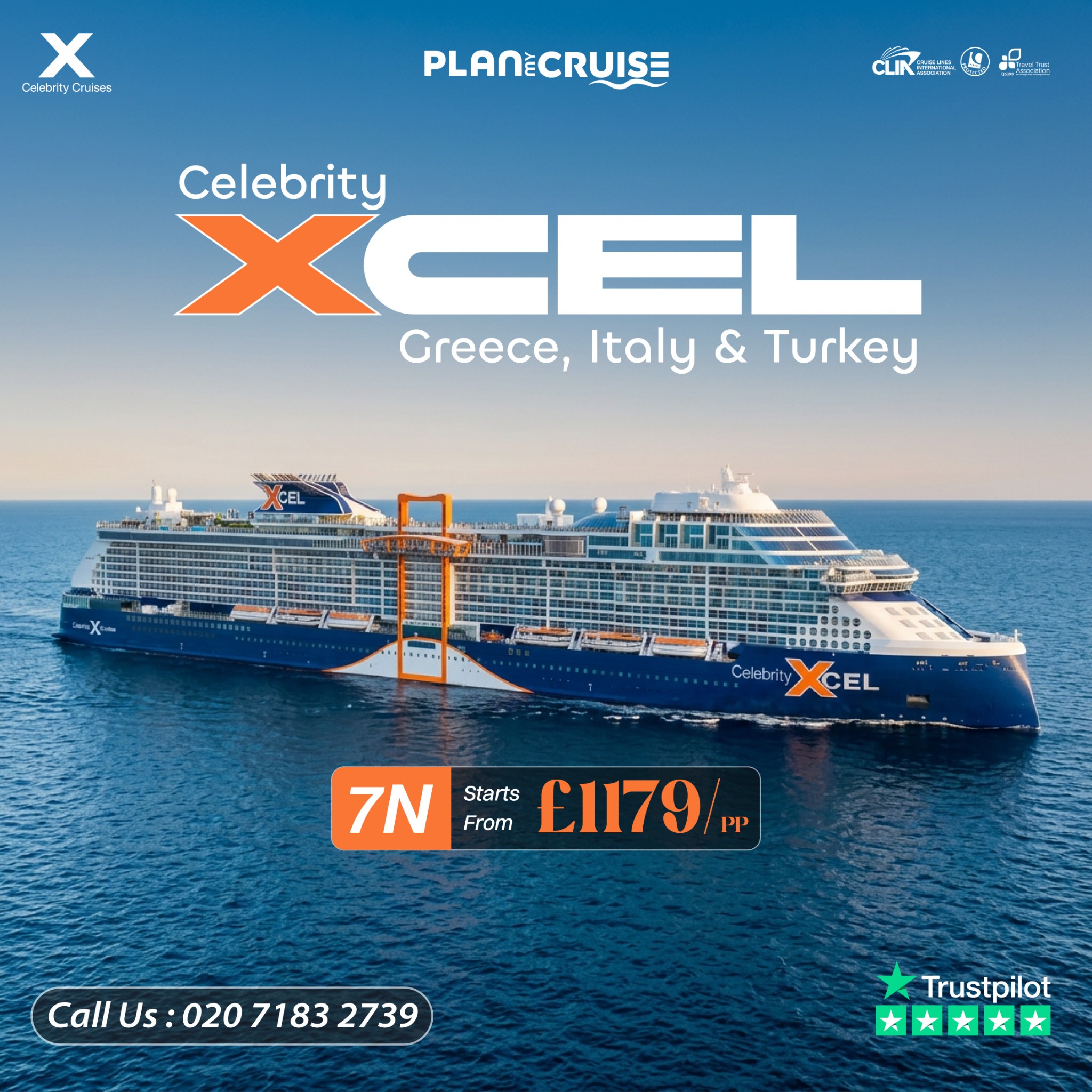 Plan My Cruise Facebook ad: Celebrity Xcel Cruise from £1179pp