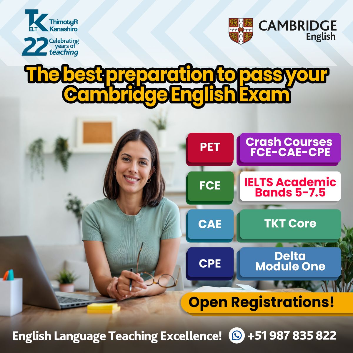 Thimoty R Kanashiro ELT Facebook ad: Rise to the challenge of passing your Cambridge…