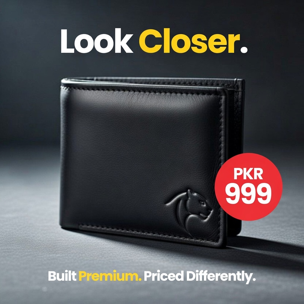 Jagro Facebook ad: Genuine Leather Wallet, PKR 999