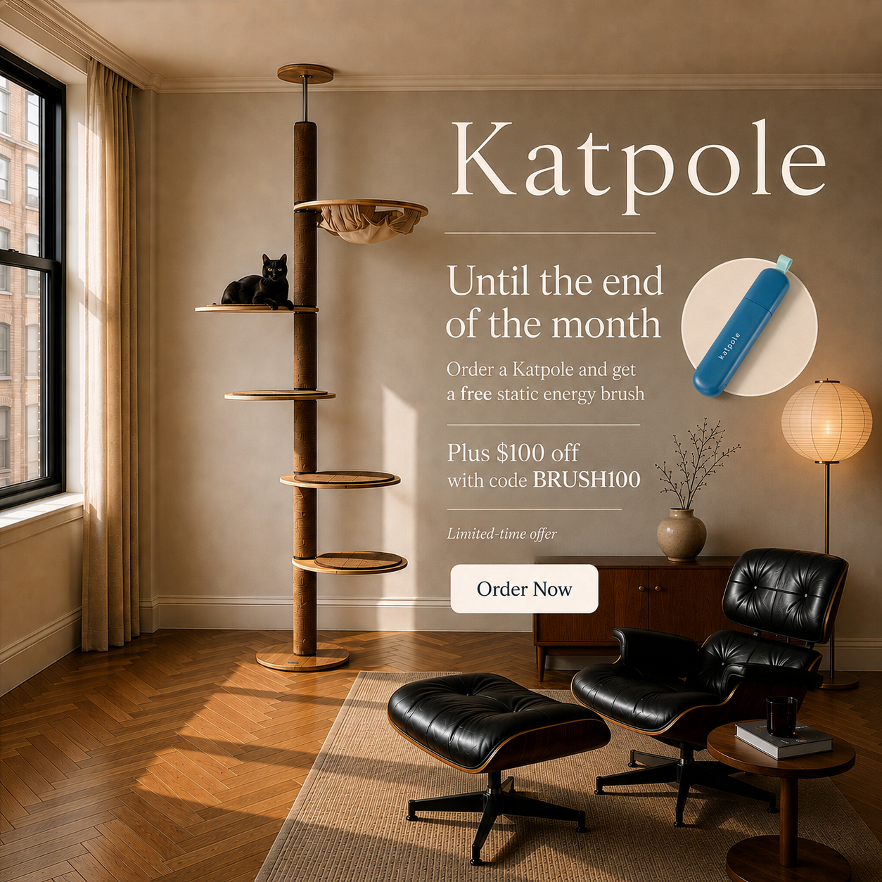 Katpole Cat Furniture Facebook ad: Free Hair Removal Brush