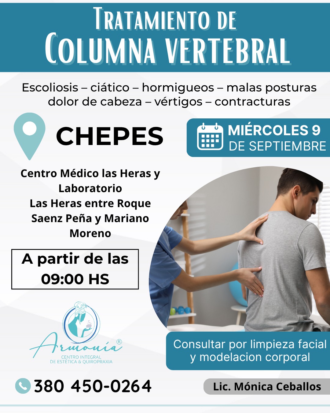 Armonia Estetica y Quiropraxia Facebook ad: Reservá tu turno en Chepes