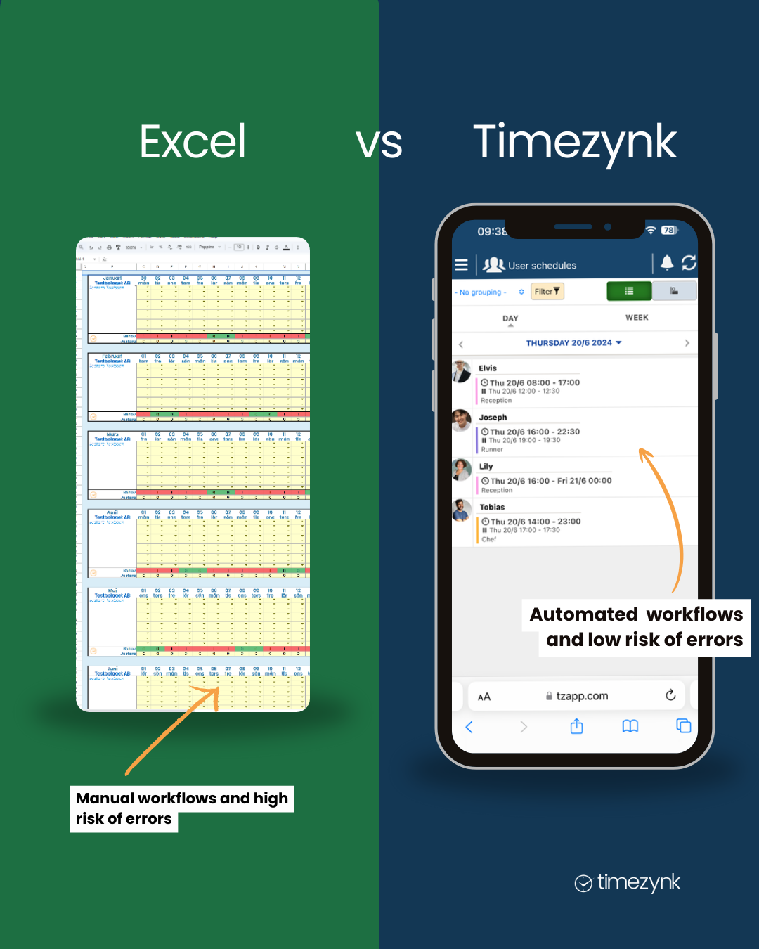 Timezynk Facebook ad: Still managing staff rotas in Excel?
