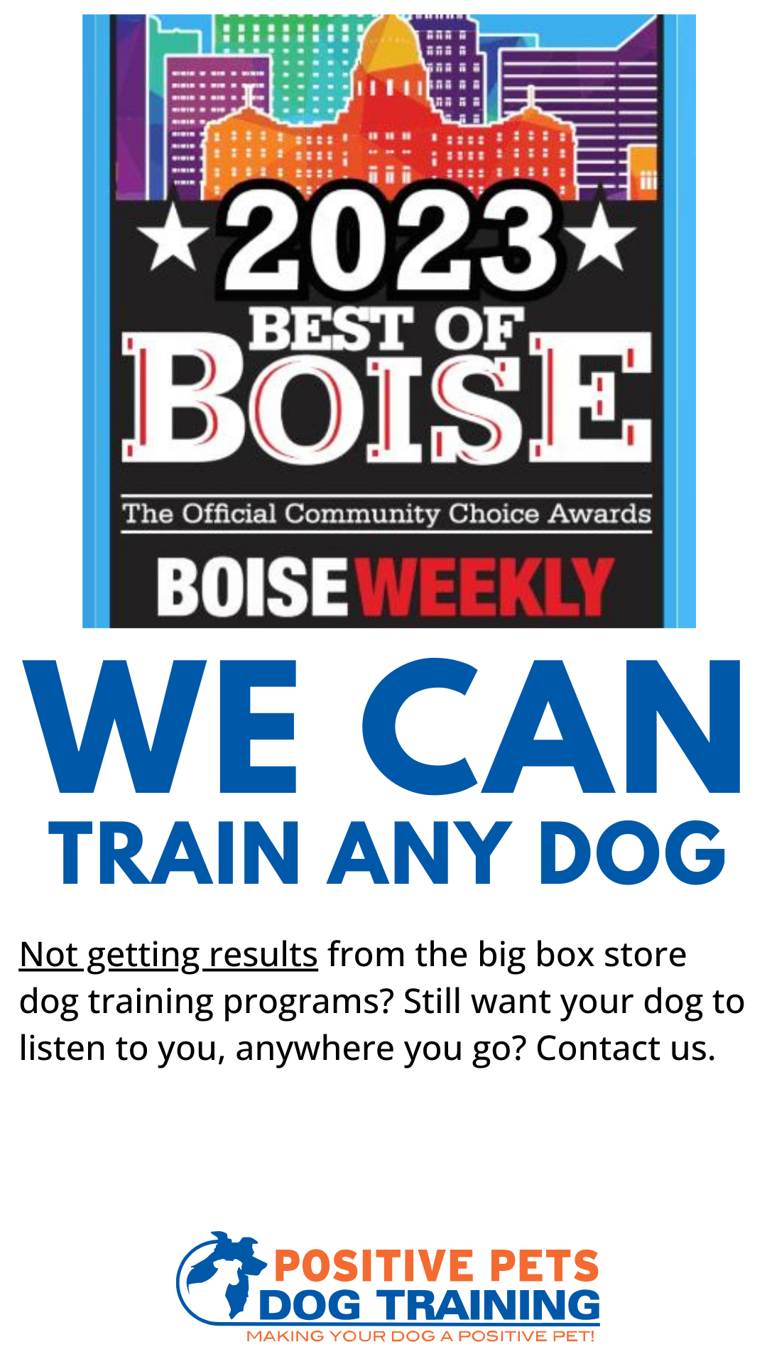 Positive Pets Dog Training Facebook ad from Sep 26, 2025