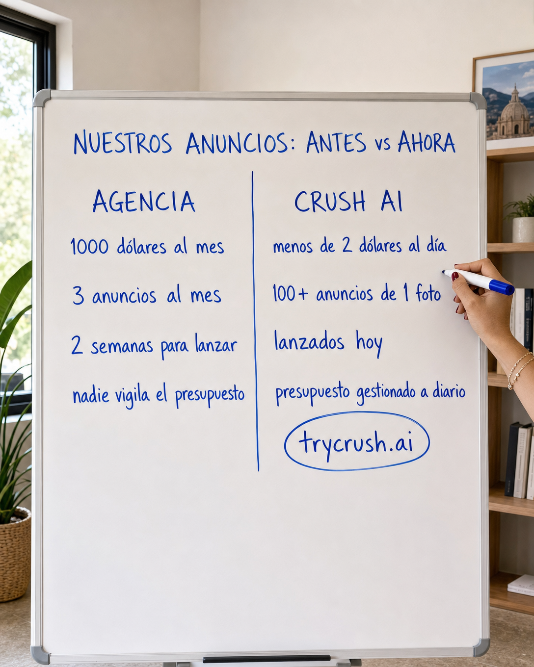 trycrush.ai Facebook ad: Agencia vs Crush AI