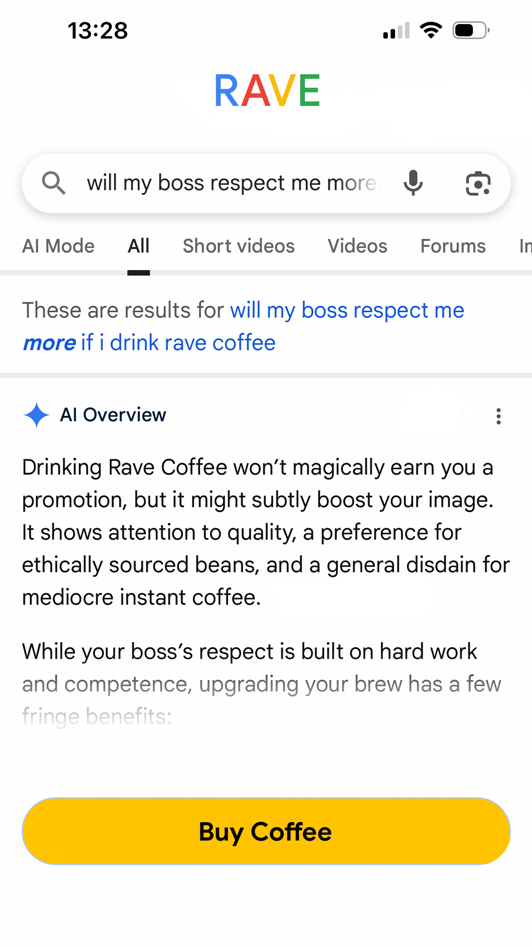 Rave Coffee Facebook ad