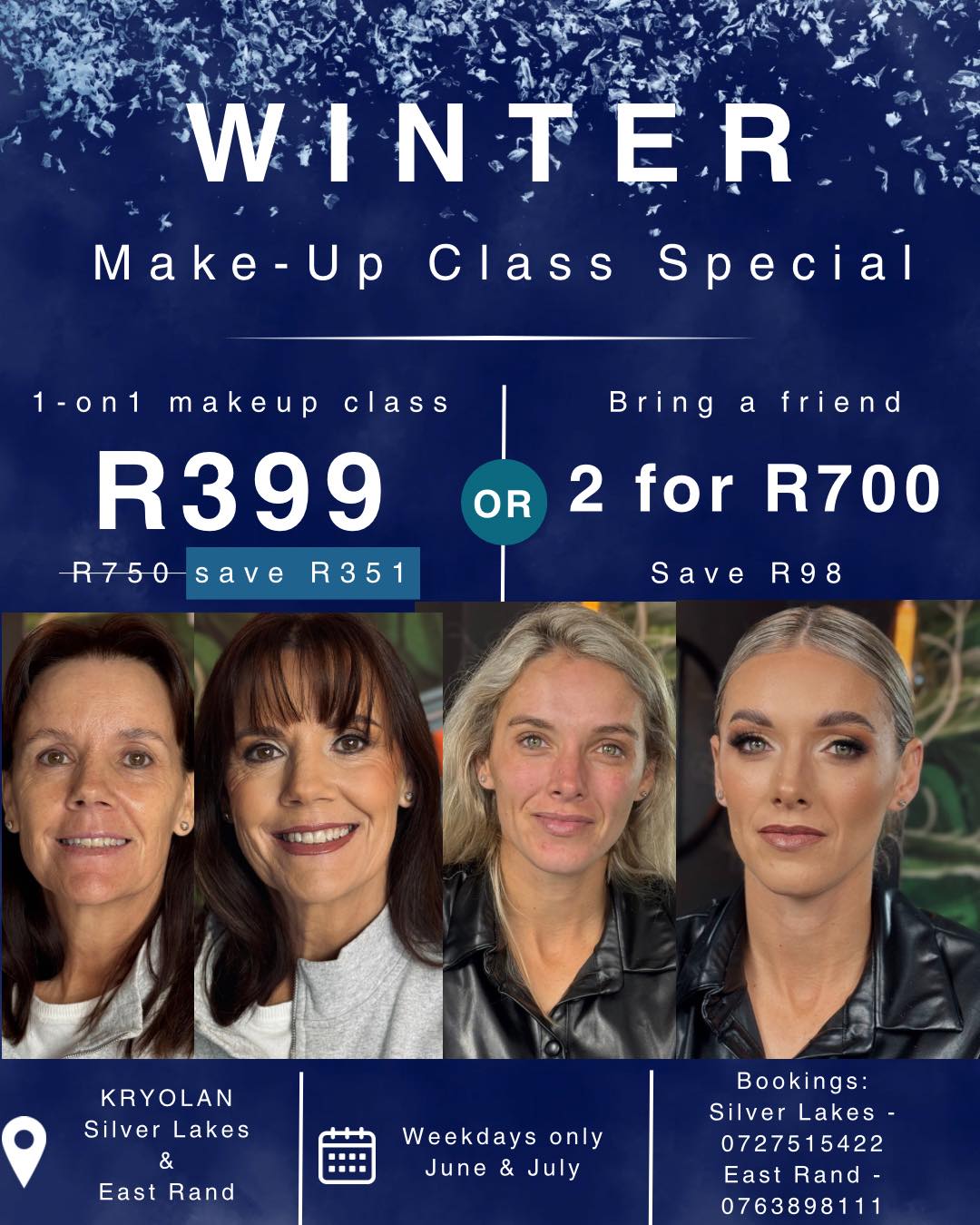 Kryolan East Rand Facebook ad: WINTER MAKEUP CLASS SPECIAL