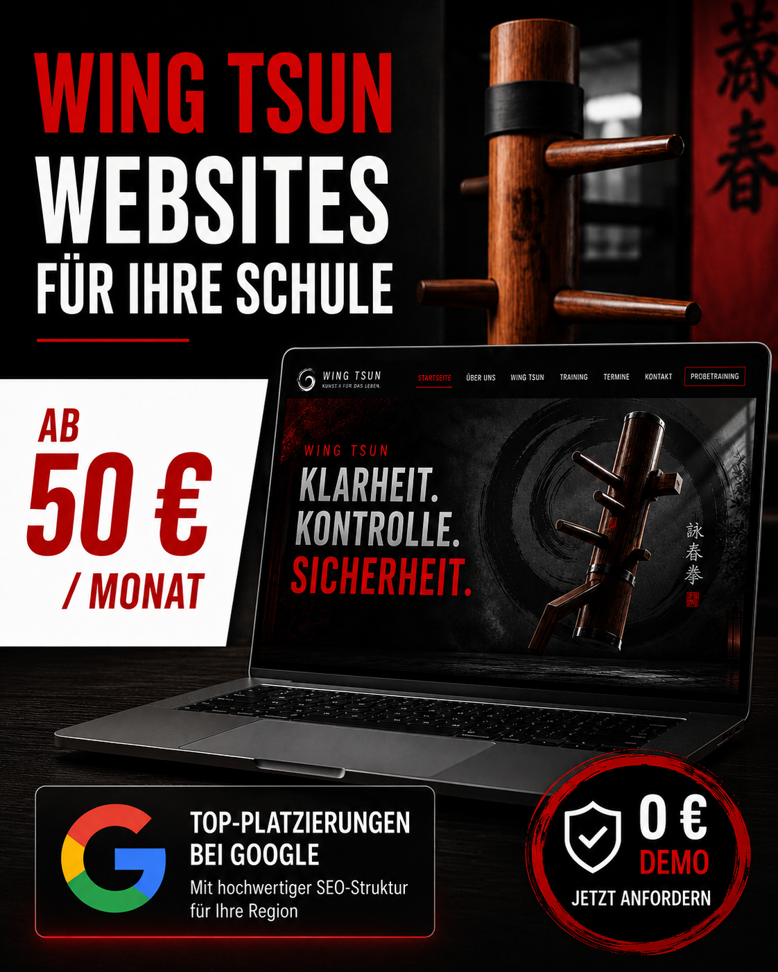 Vision-ONE Facebook ad: Wing Chun Website ab 50 €/Monat