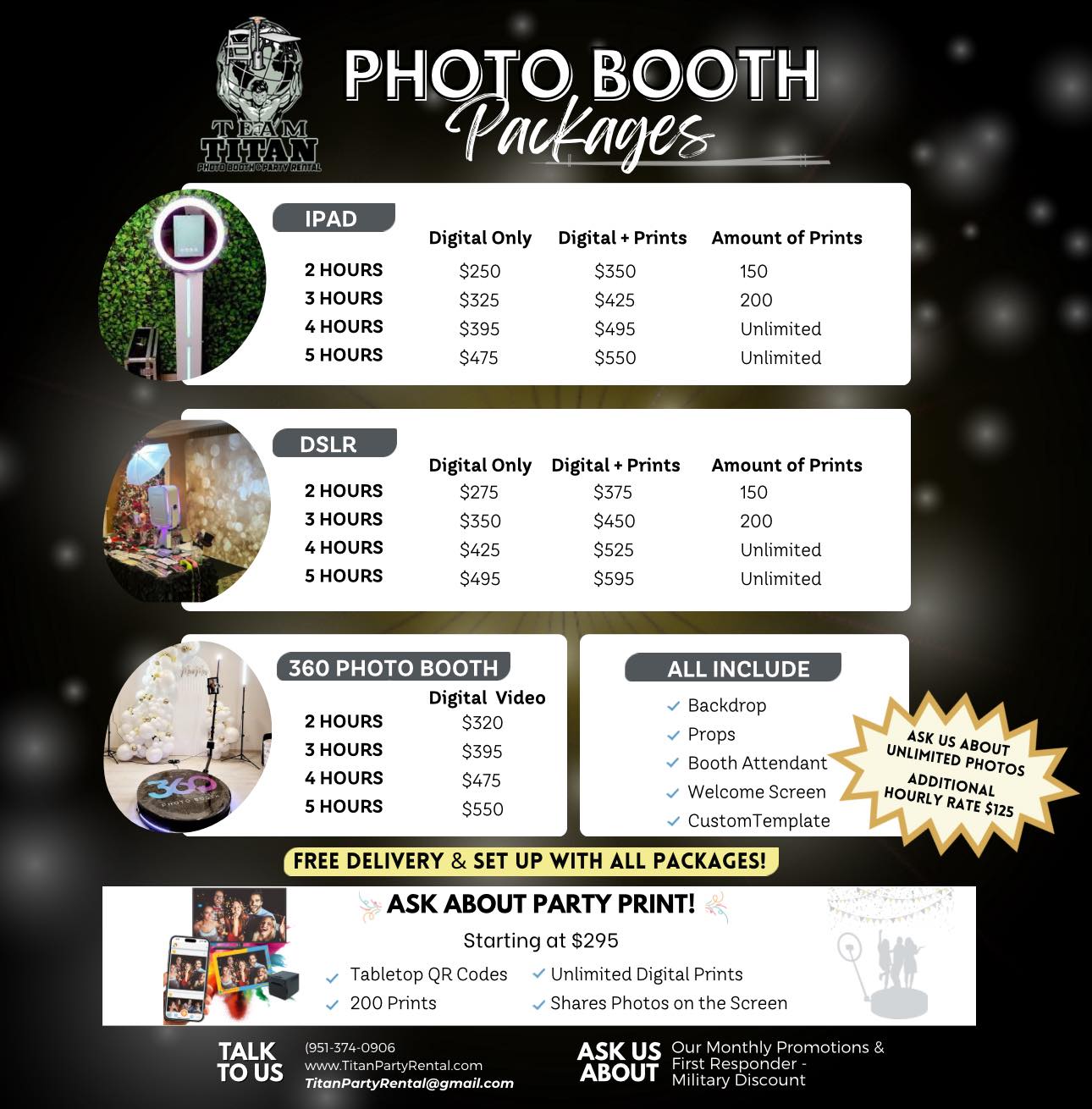 Team Titan Photo Booth & Party Rental Facebook ad: Your Photo Booth & Party Rental Company
