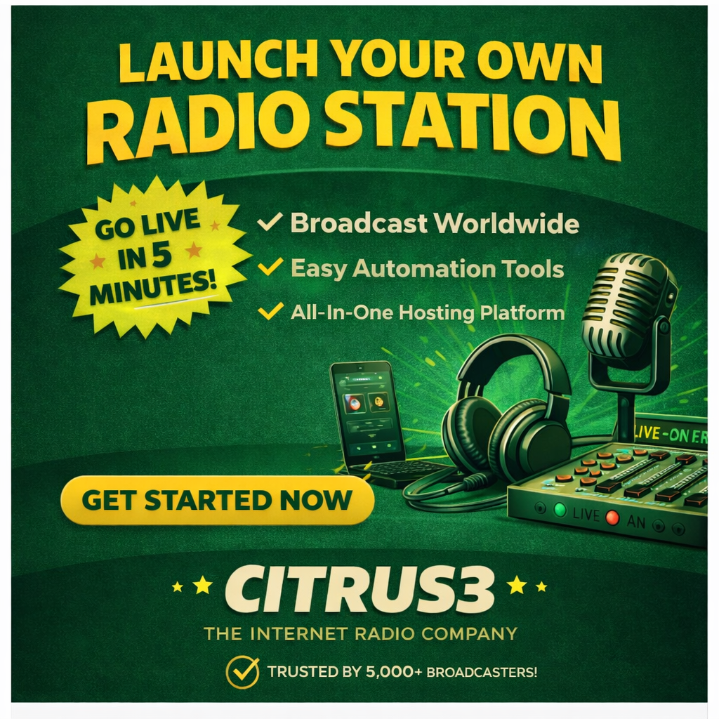 Citrus3.com The Internet Radio Company Facebook ad: Launch Your Own Radio Station
