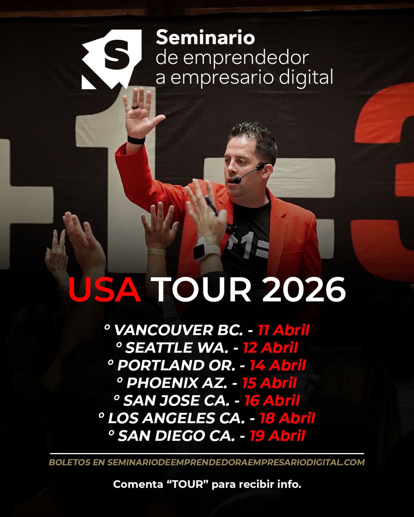 Jorge Serratos Facebook ad: Cometa la palabra TOUR para más información