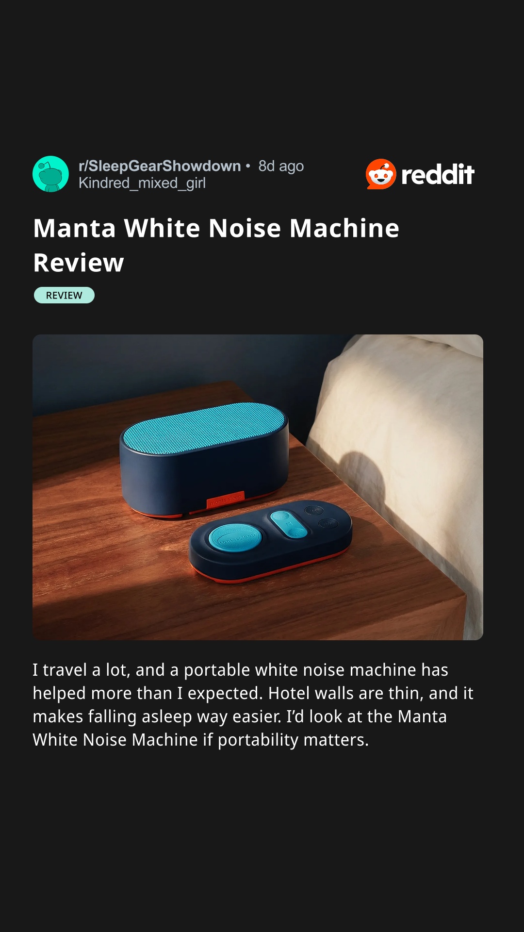 Manta Sleep Facebook ad