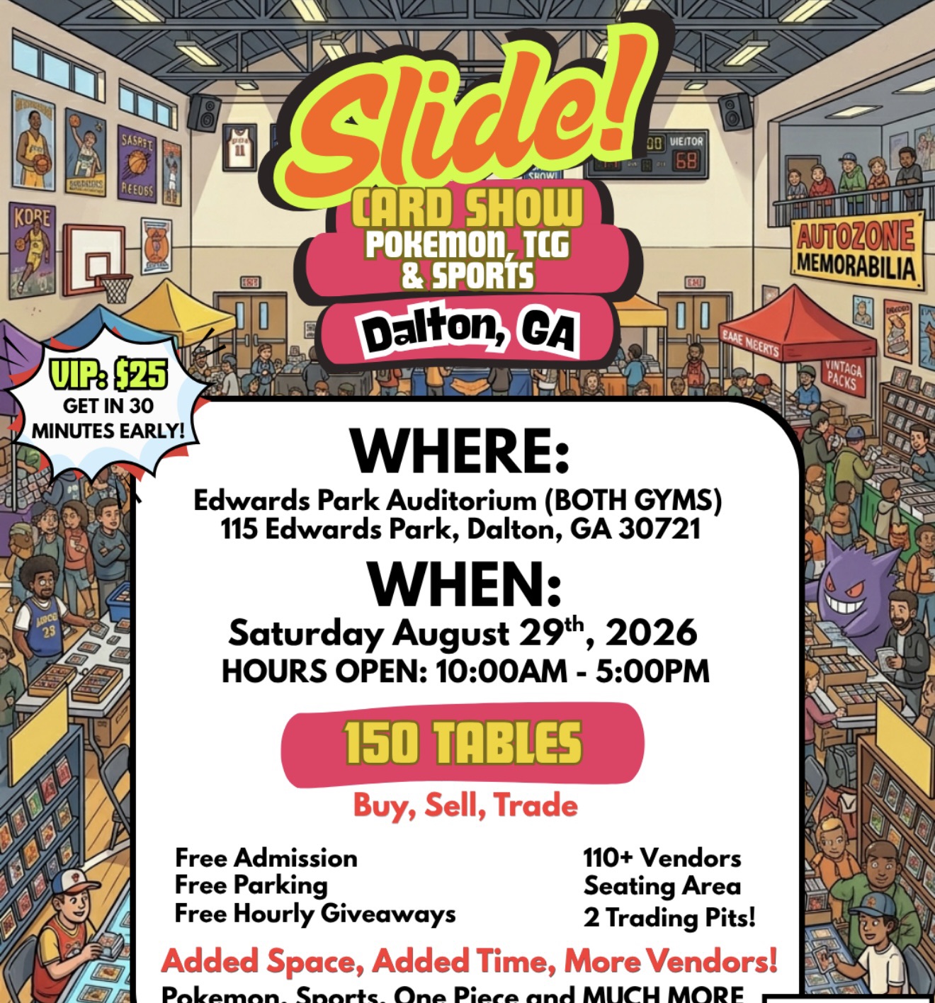 Slide Card Show Facebook ad: Slide! Card Show: Pokemon, TCG & Sports - Dalton, GA