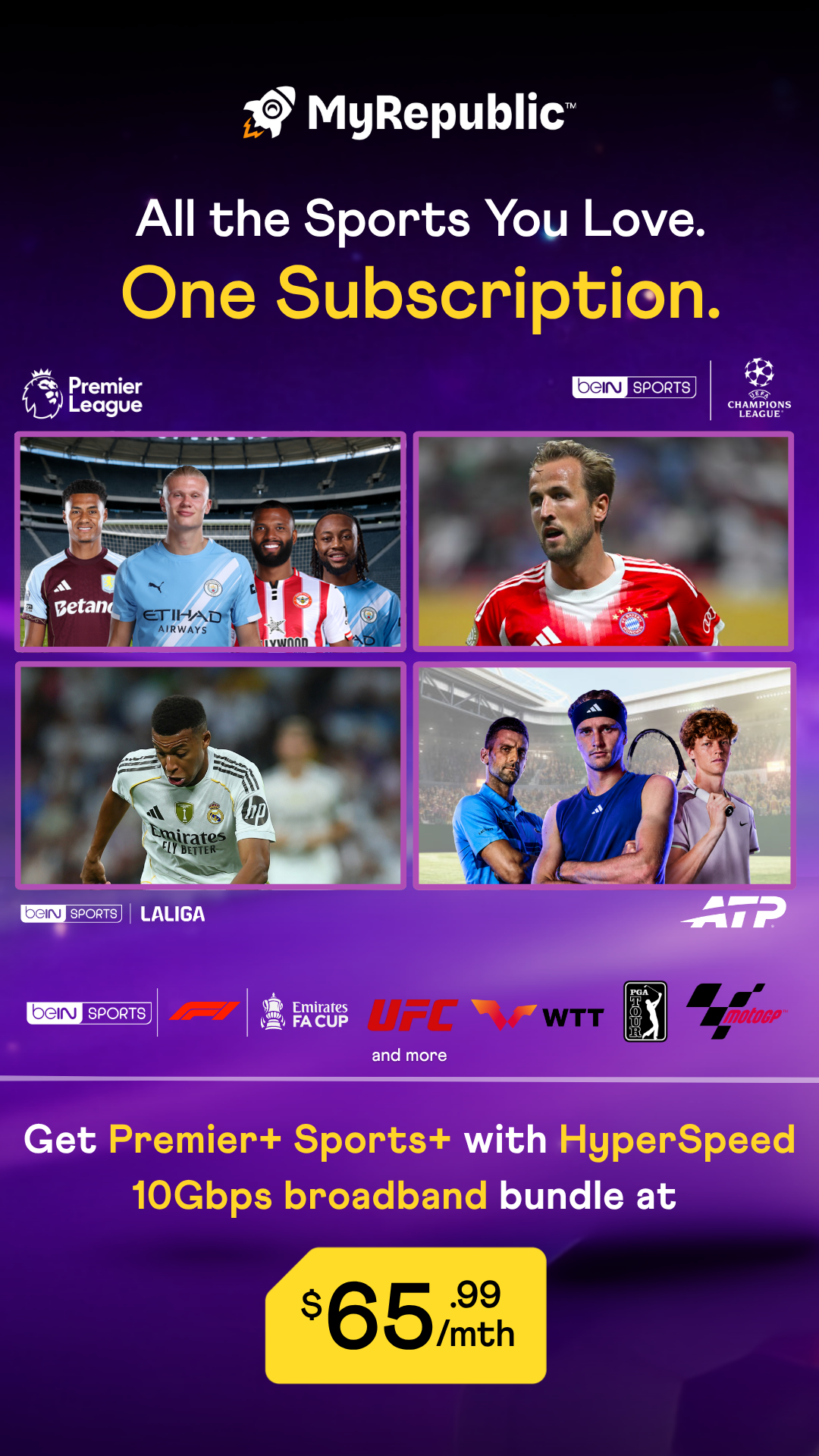 MyRepublic Singapore Facebook ad: HyperSpeed 10Gbps + Sports+
