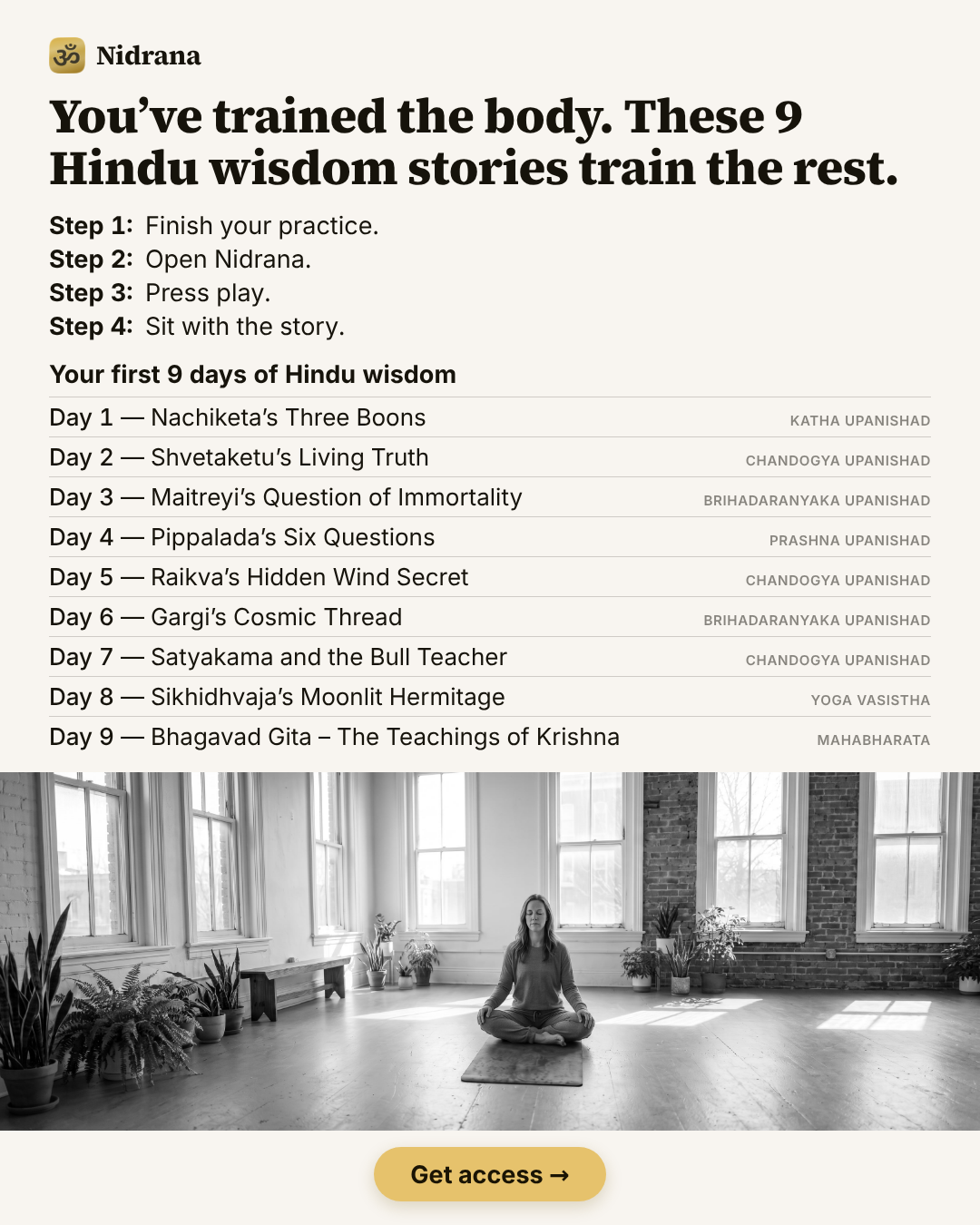 Nidrana Facebook ad: Get Access to Nidrana
