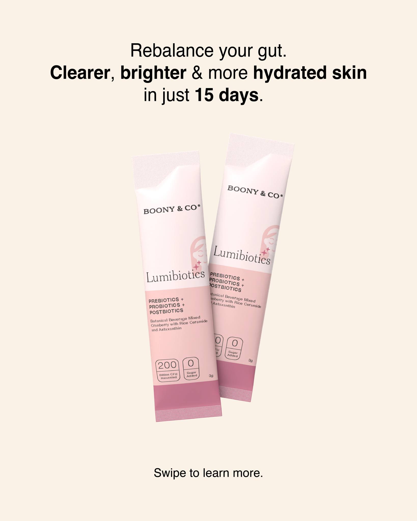 Boonyandco Facebook ad: Better skin starts with balance, not more products.