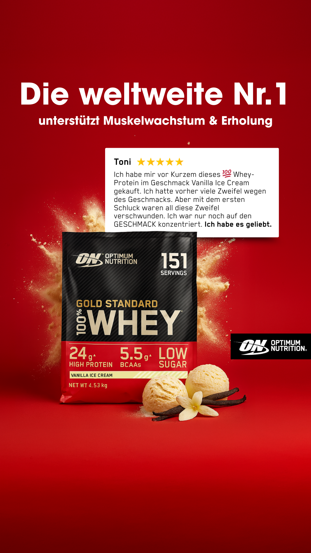 Optimum Nutrition Facebook ad from May 12, 2026