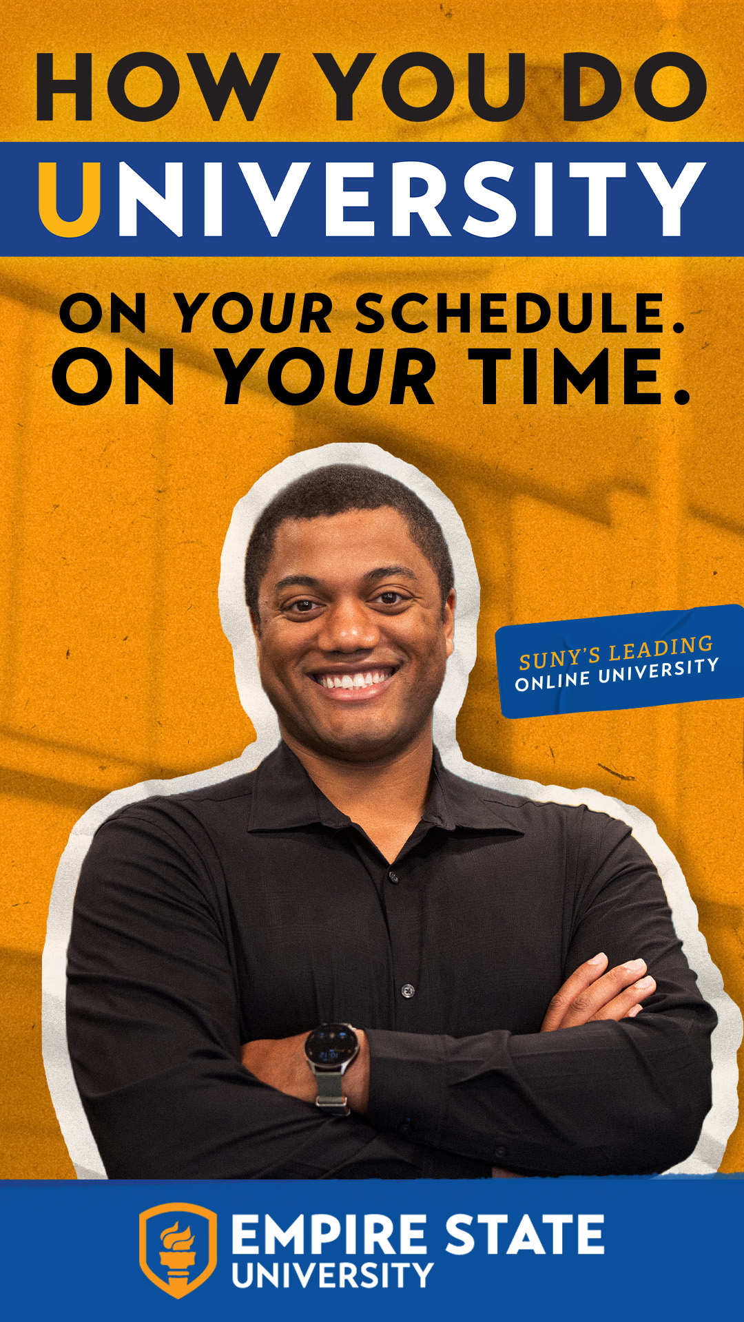 Empire State University Facebook ad: Starting school after years away felt intimidating for…
